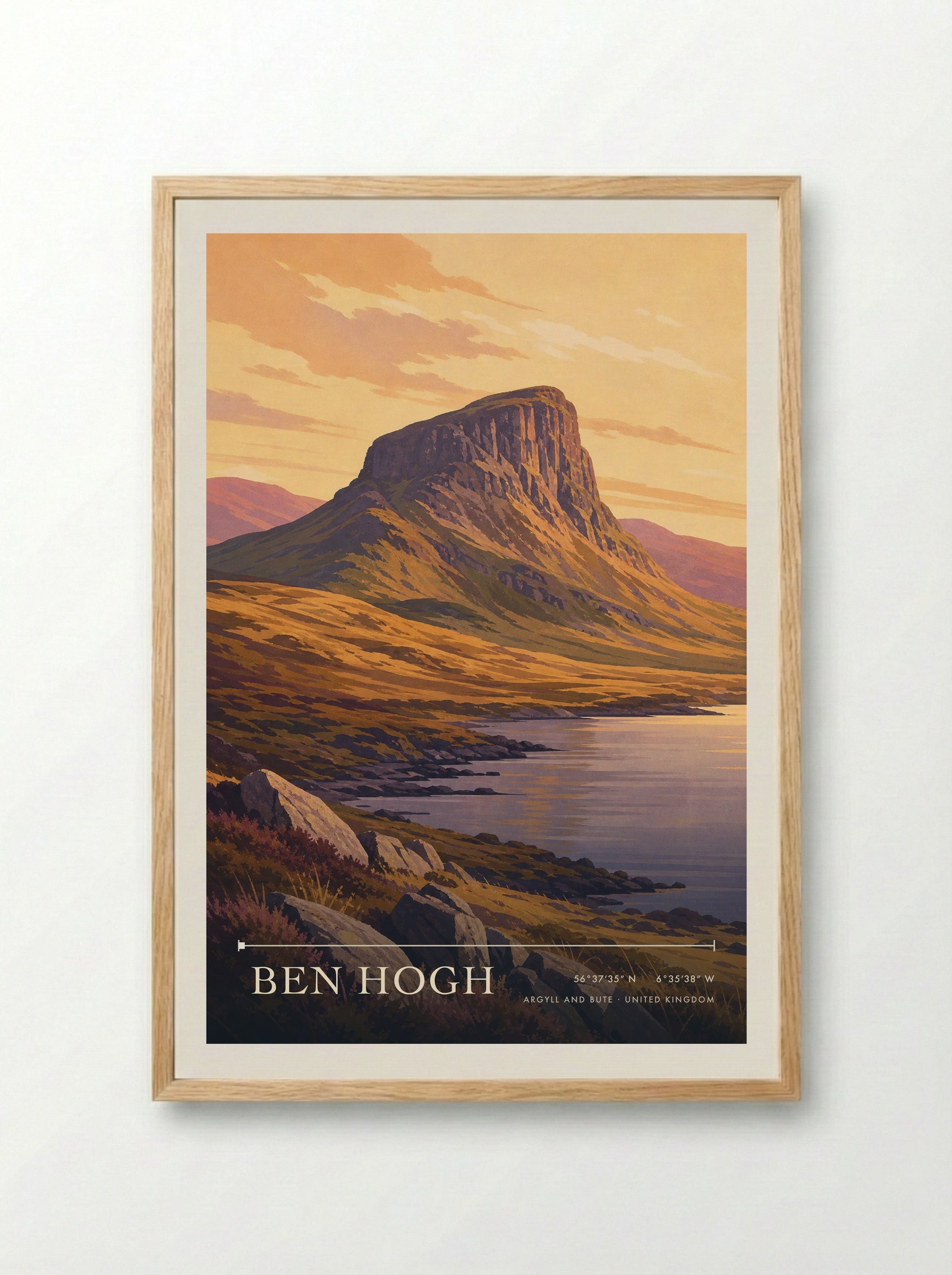 Ben Hogh Argyll and Bute United Kingdom Travel Poster - Framed Print Wood