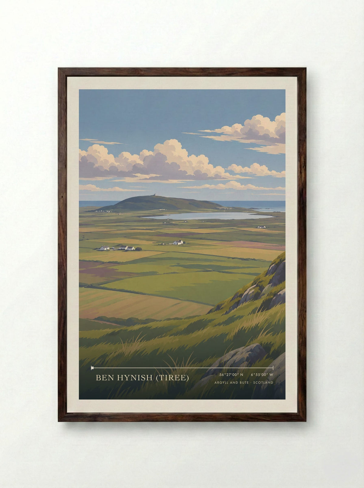 Ben Hynish (Tiree), Argyll and Bute | Travel Poster - Framed Print Dark Wood