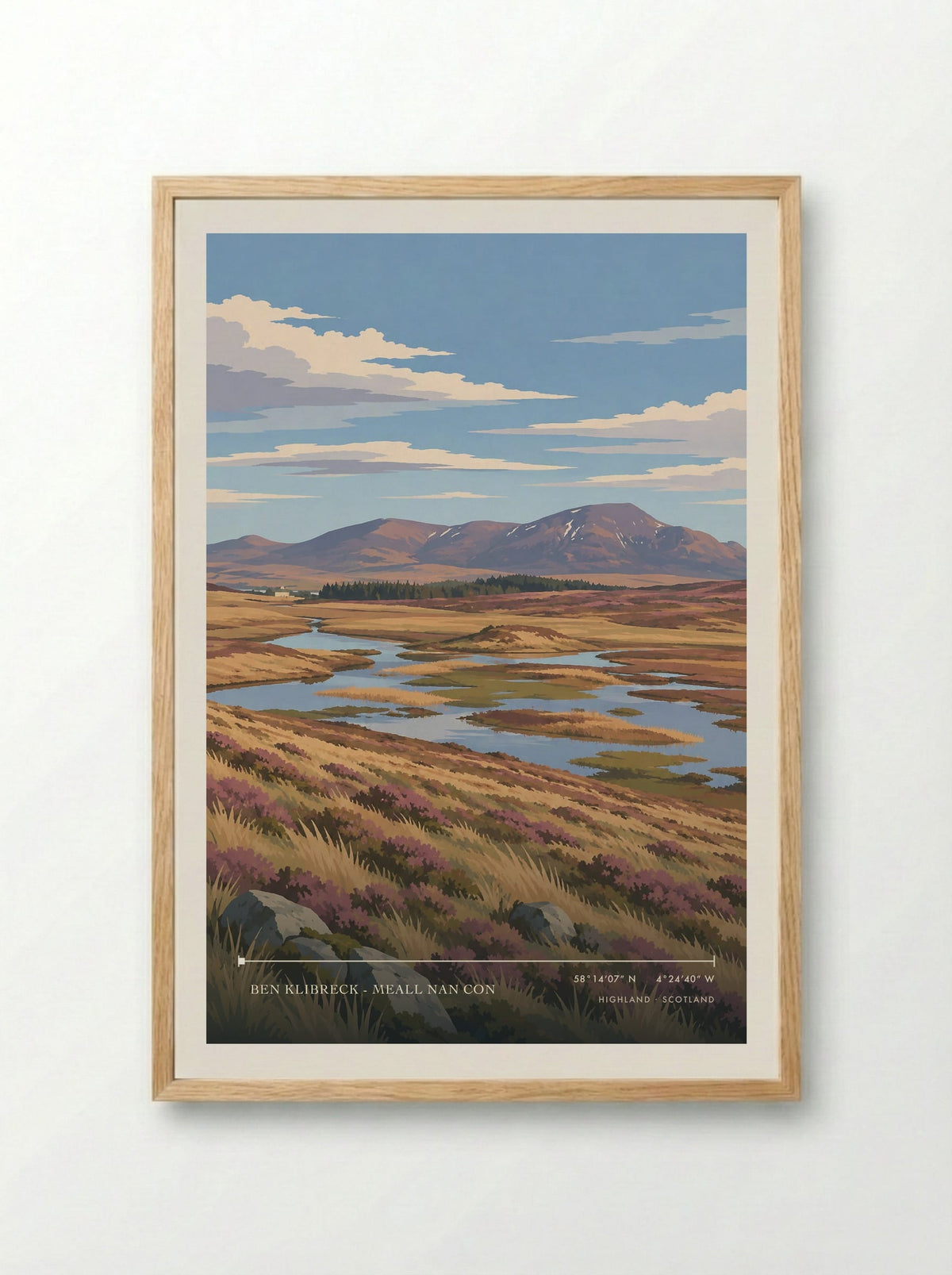 Ben Klibreck - Meall nan Con, Highland | Travel Poster - Framed Print Wood
