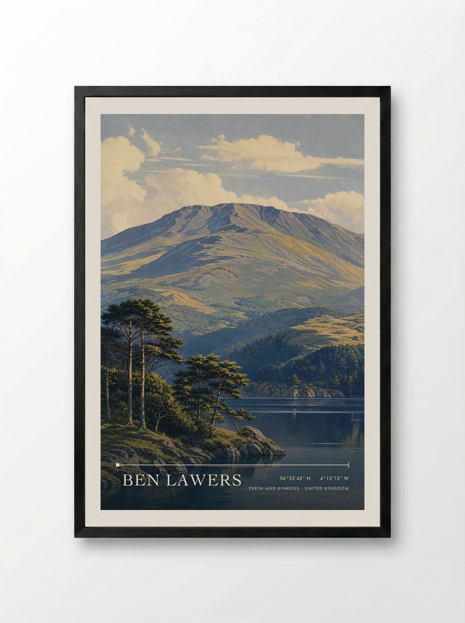 Ben Lawers Perth and Kinross United Kingdom Travel Poster - Framed Print Black