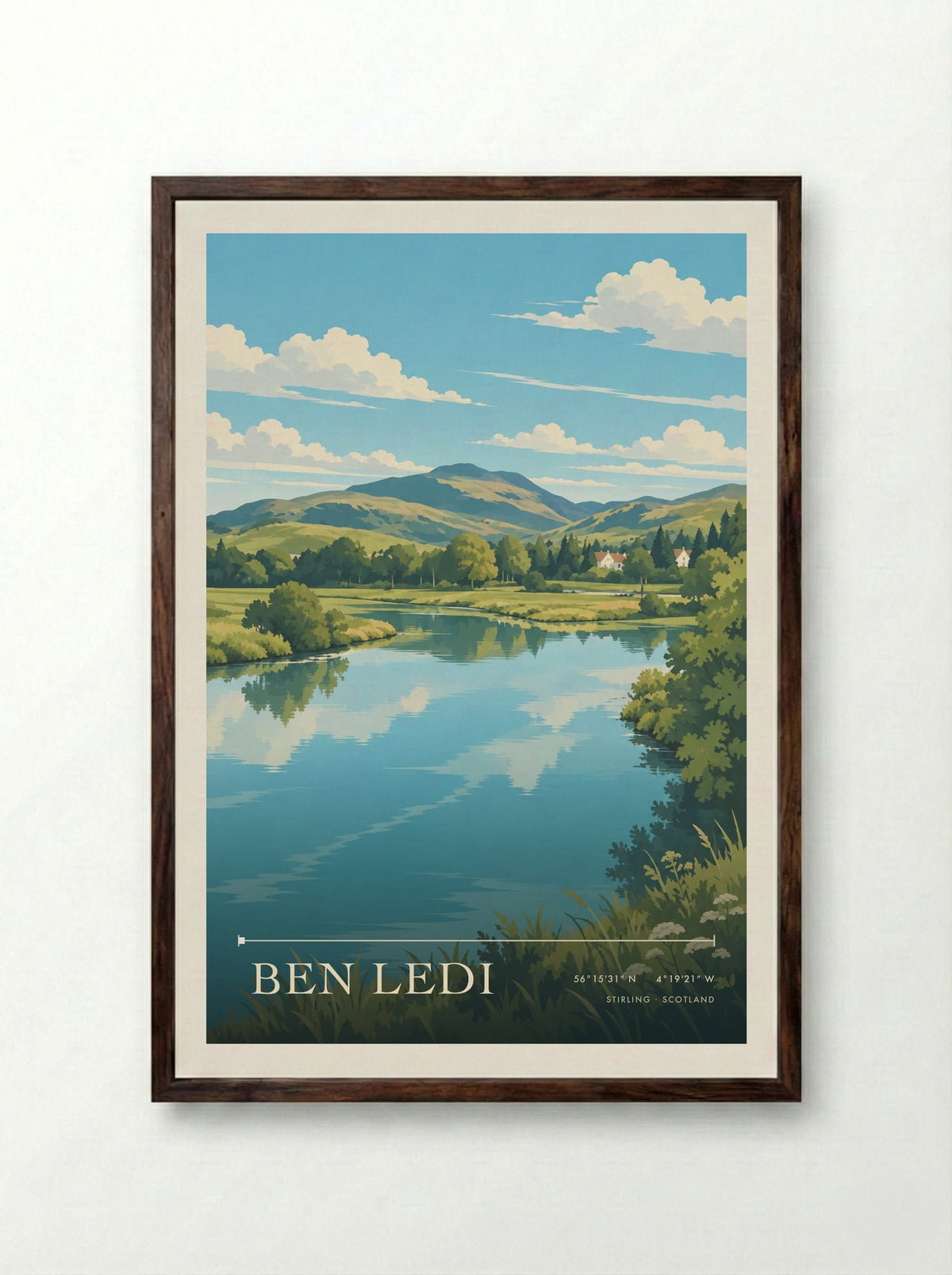 Ben Ledi, Stirling | Travel Poster - Framed Print Dark Wood