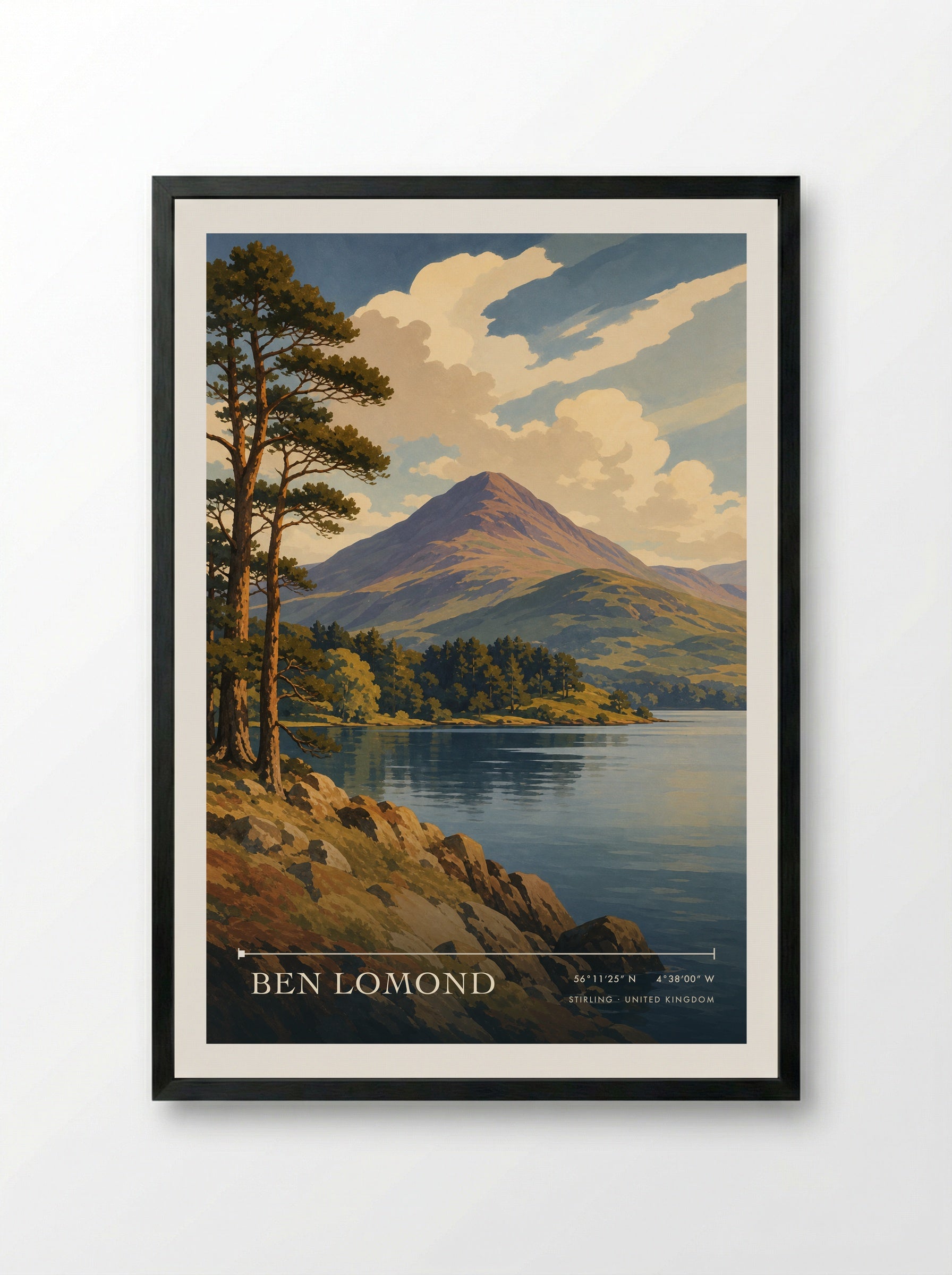 Ben Lomond Stirling United Kingdom Travel Poster - Framed Print Black