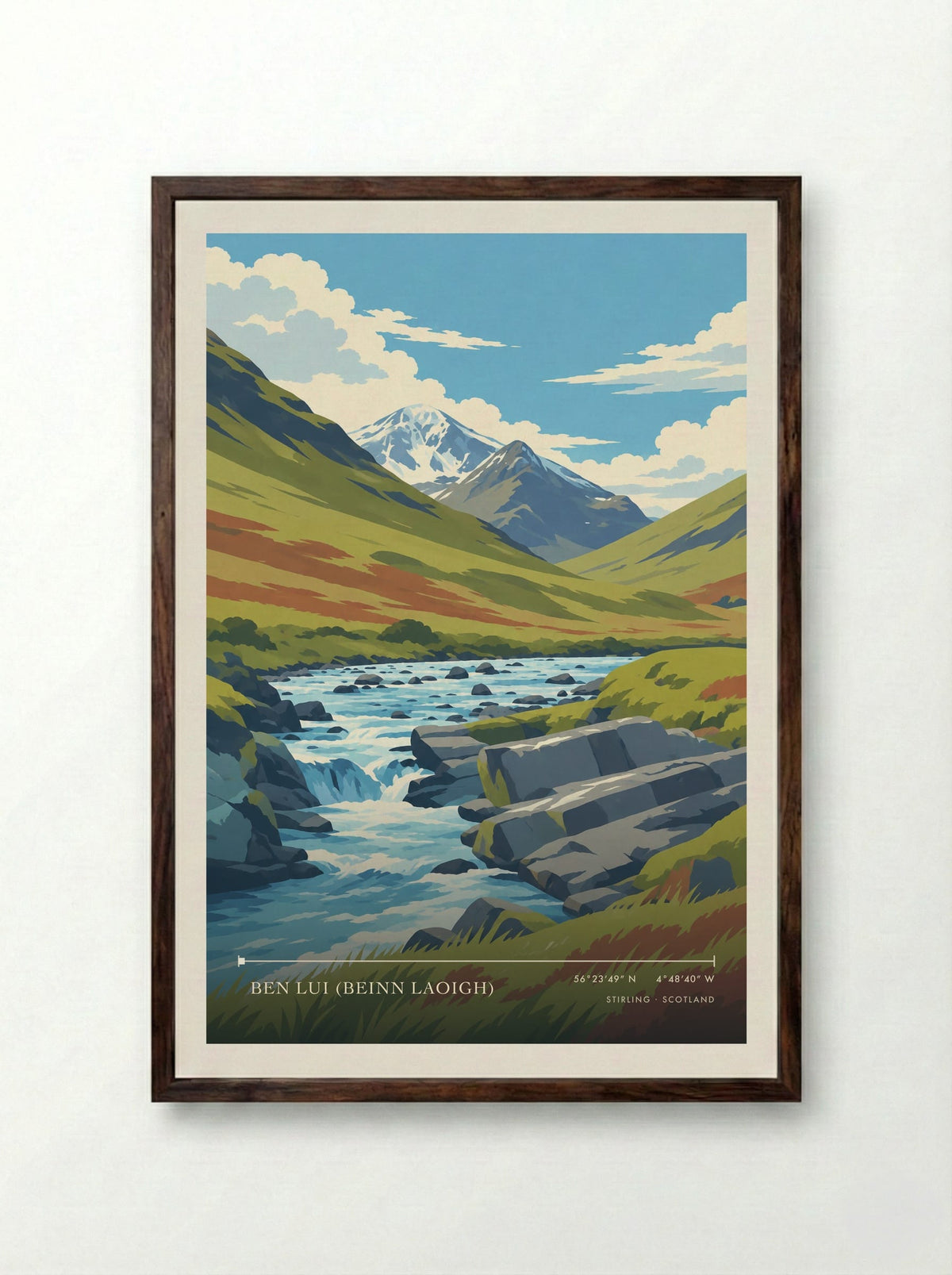 Ben Lui (Beinn Laoigh), Stirling | Travel Poster - Framed Print Dark Wood