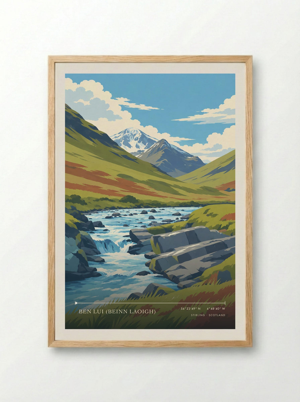 Ben Lui (Beinn Laoigh), Stirling | Travel Poster - Framed Print Wood