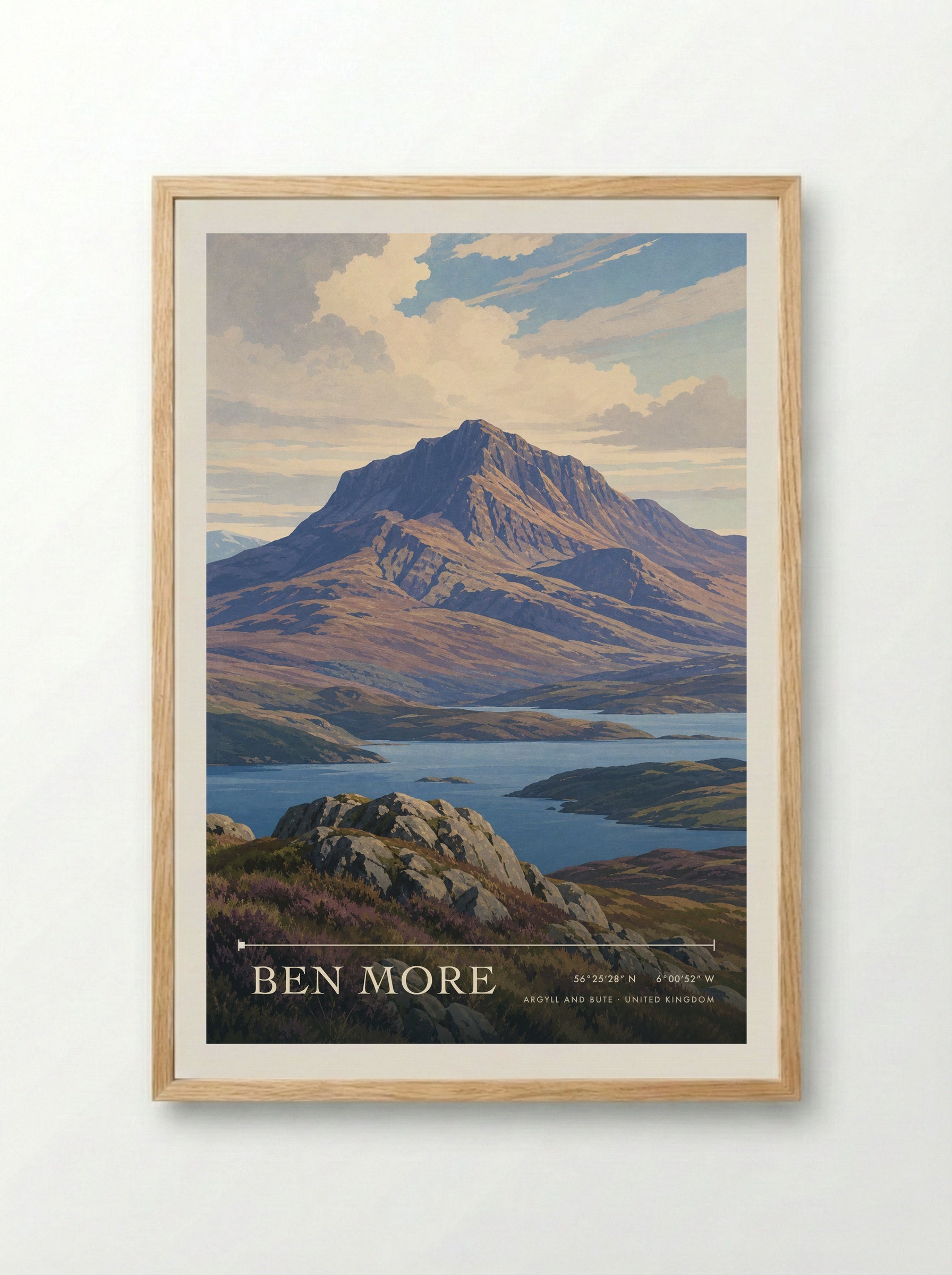 Ben More Argyll and Bute United Kingdom Travel Poster - Framed Print Wood
