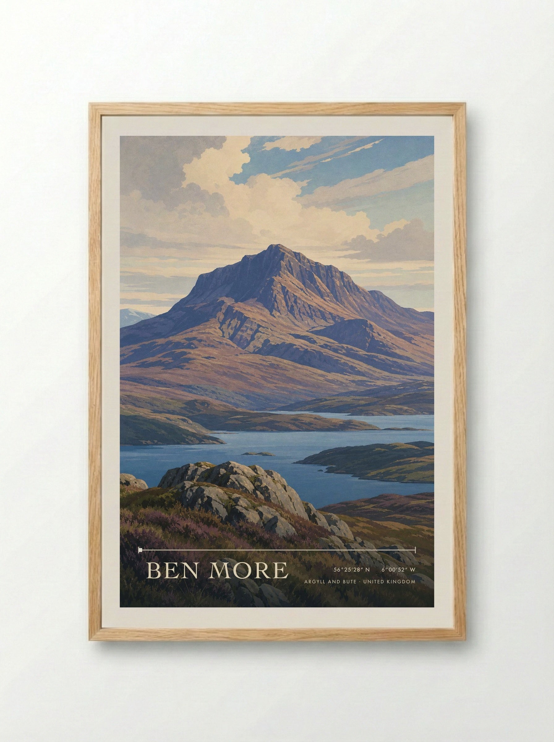 Ben More Argyll and Bute United Kingdom Travel Poster - Framed Print Wood