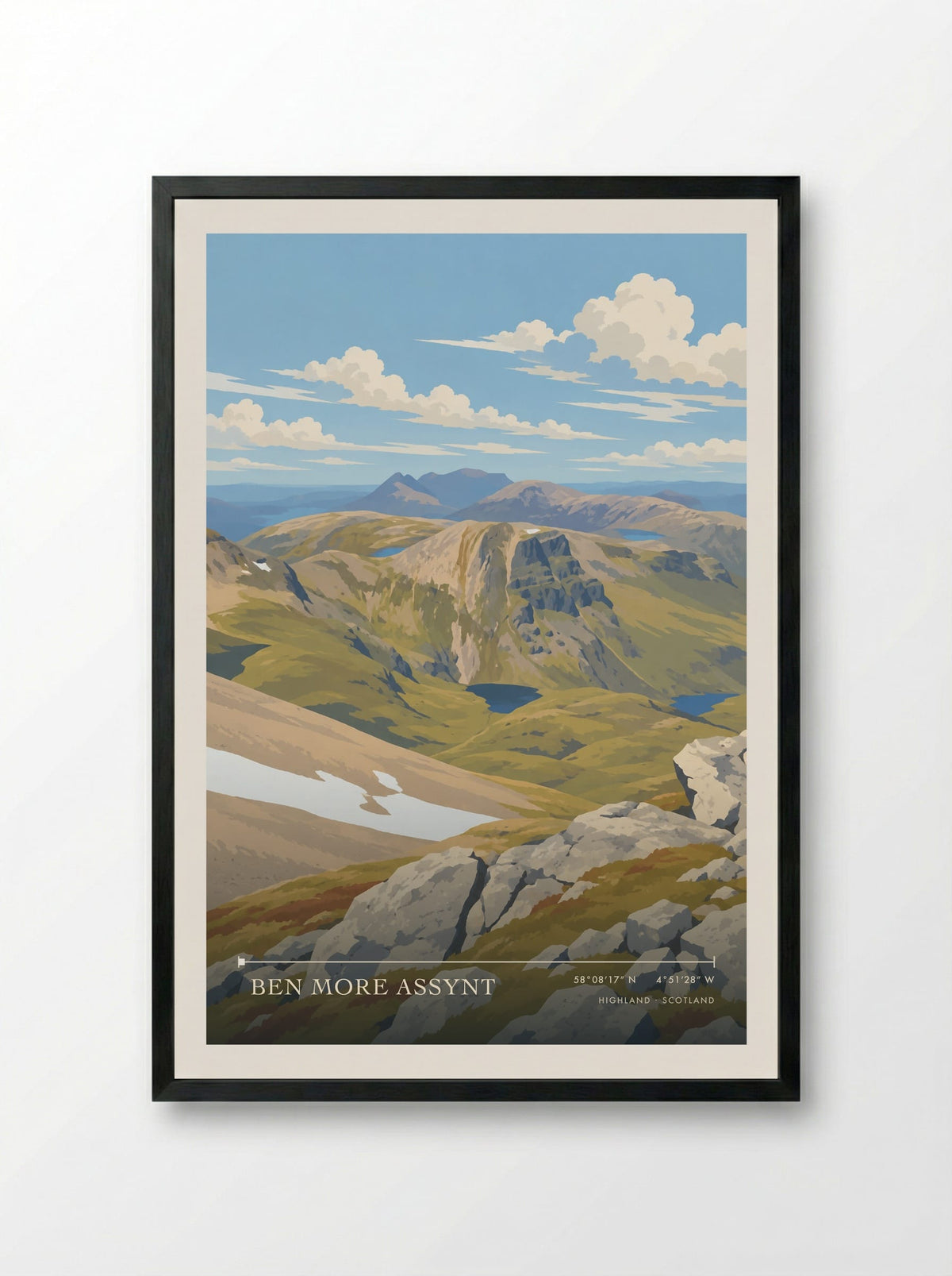 Ben More Assynt, Highland | Travel Poster - Framed Print Black