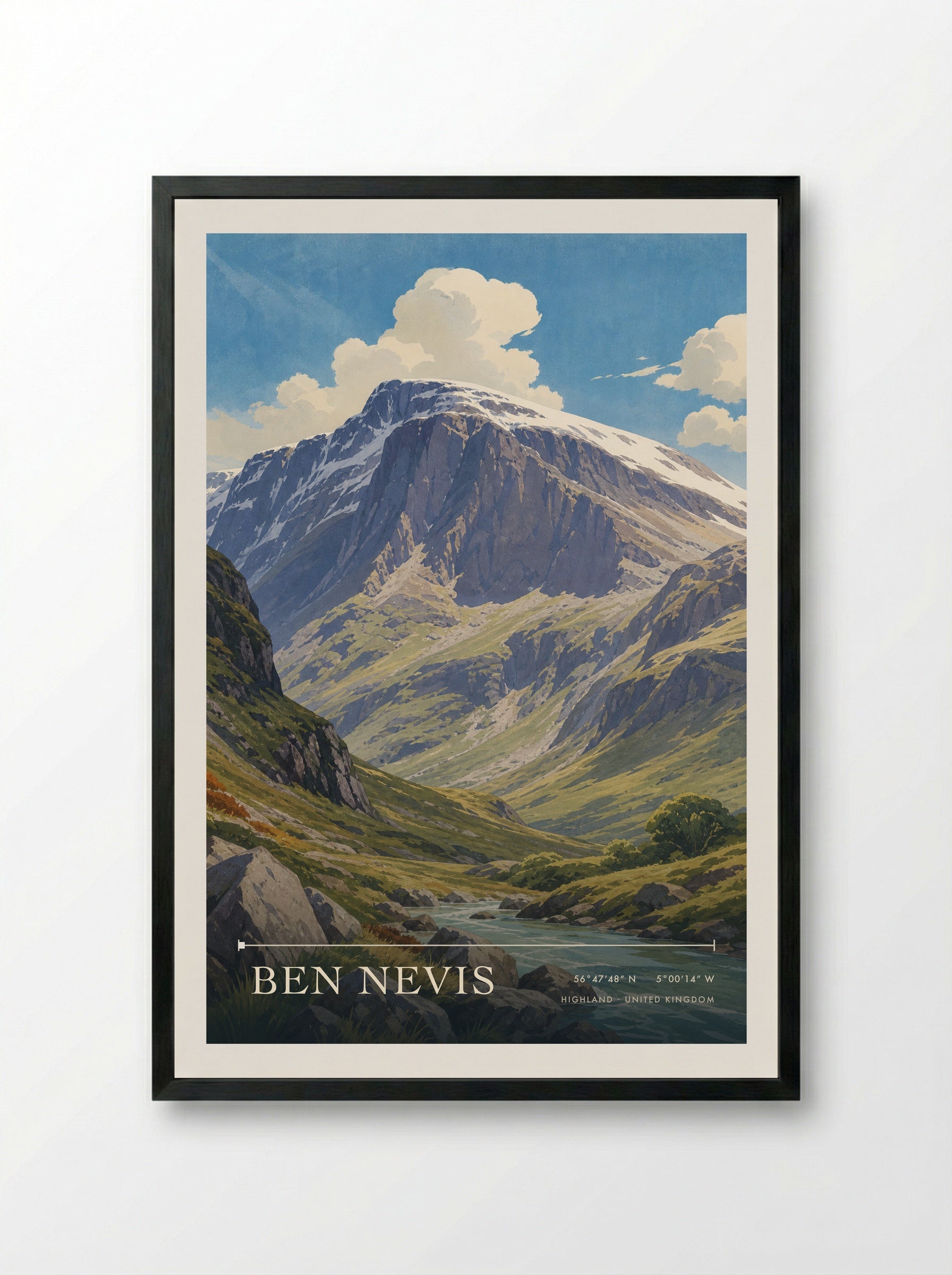 Ben Nevis Highland United Kingdom Travel Poster - Framed Print Black