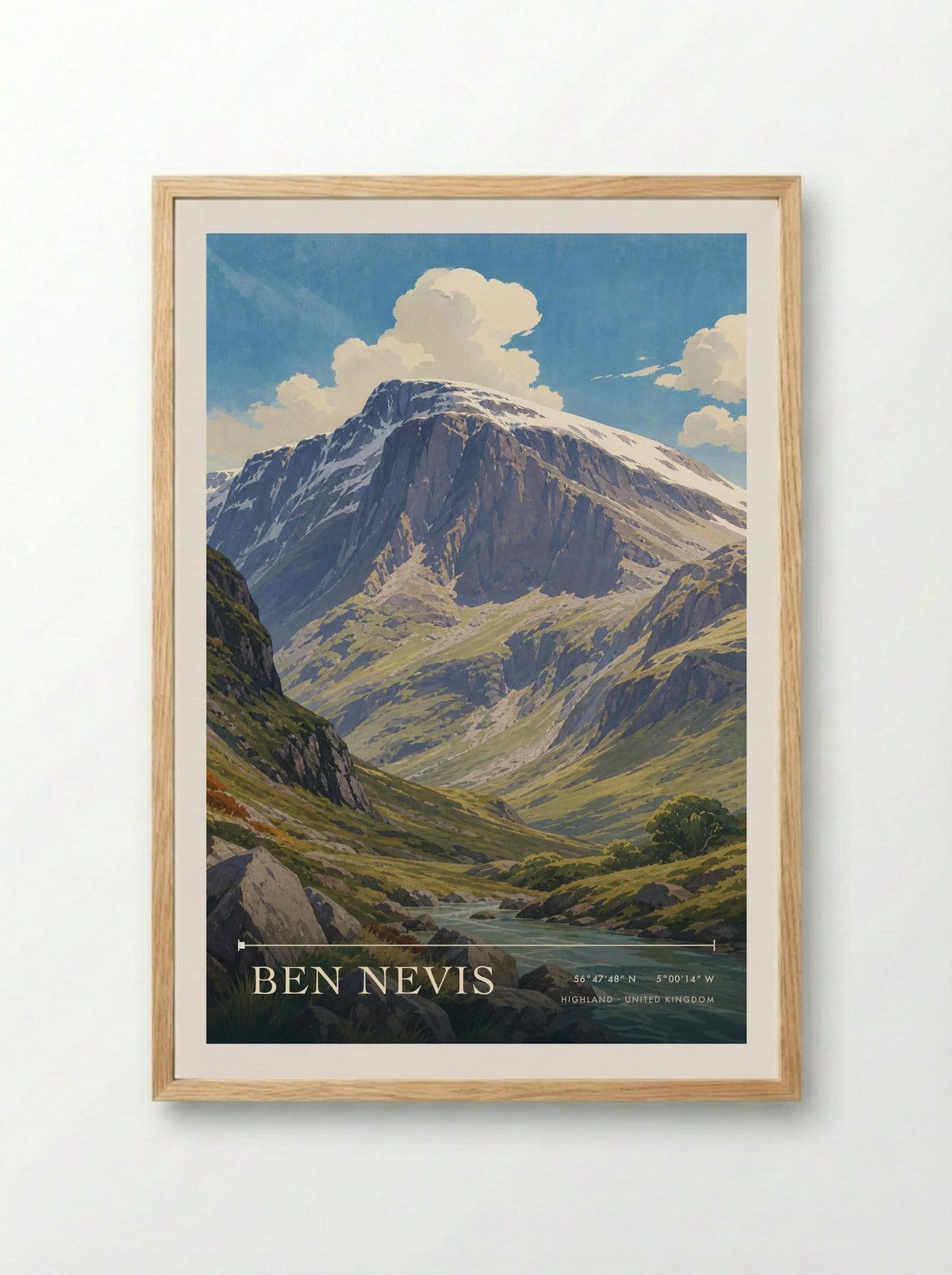 Ben Nevis Highland United Kingdom Travel Poster - Framed Print Wood