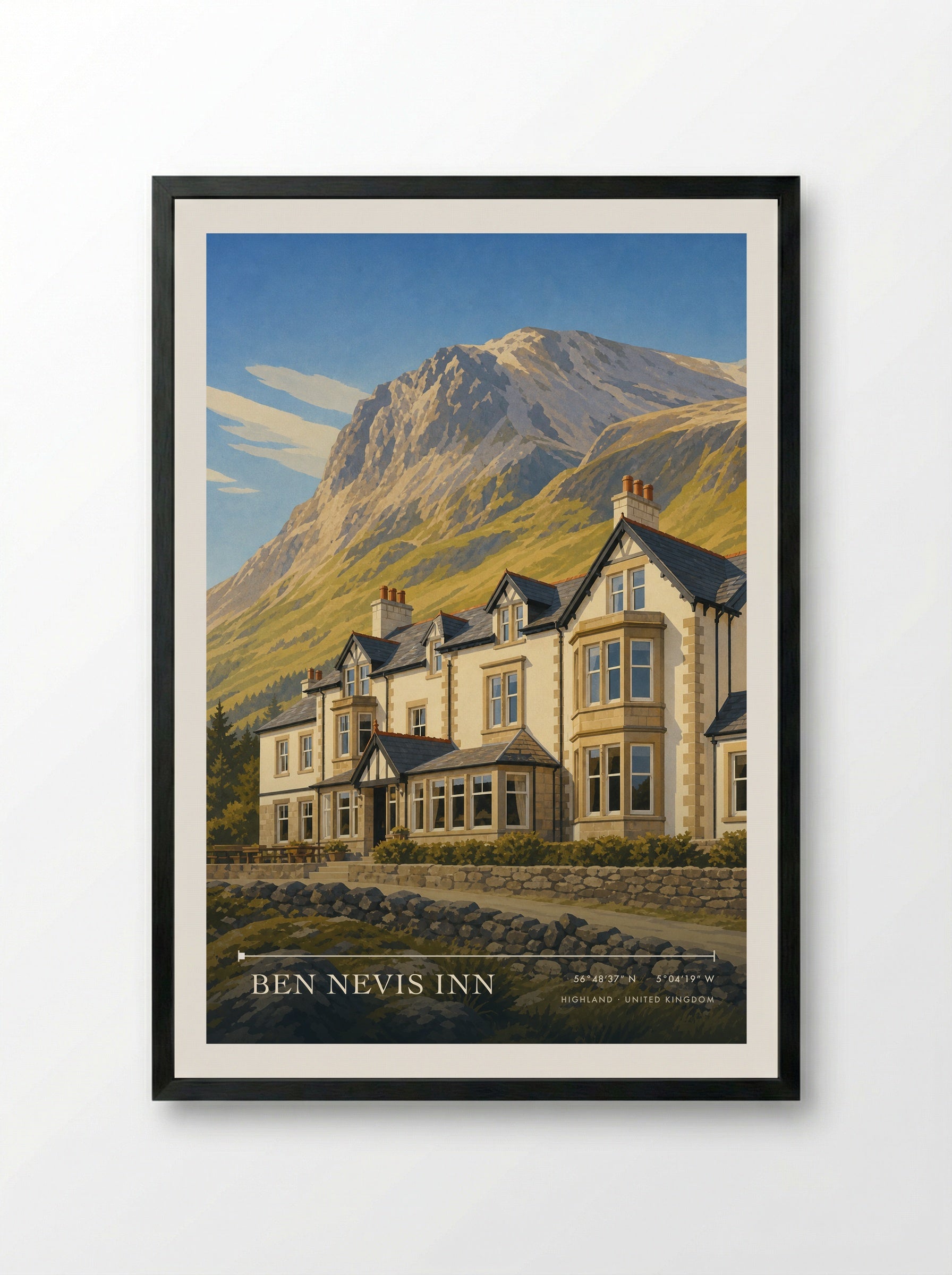 Ben Nevis Inn Highland United Kingdom Travel Poster - Framed Print Black