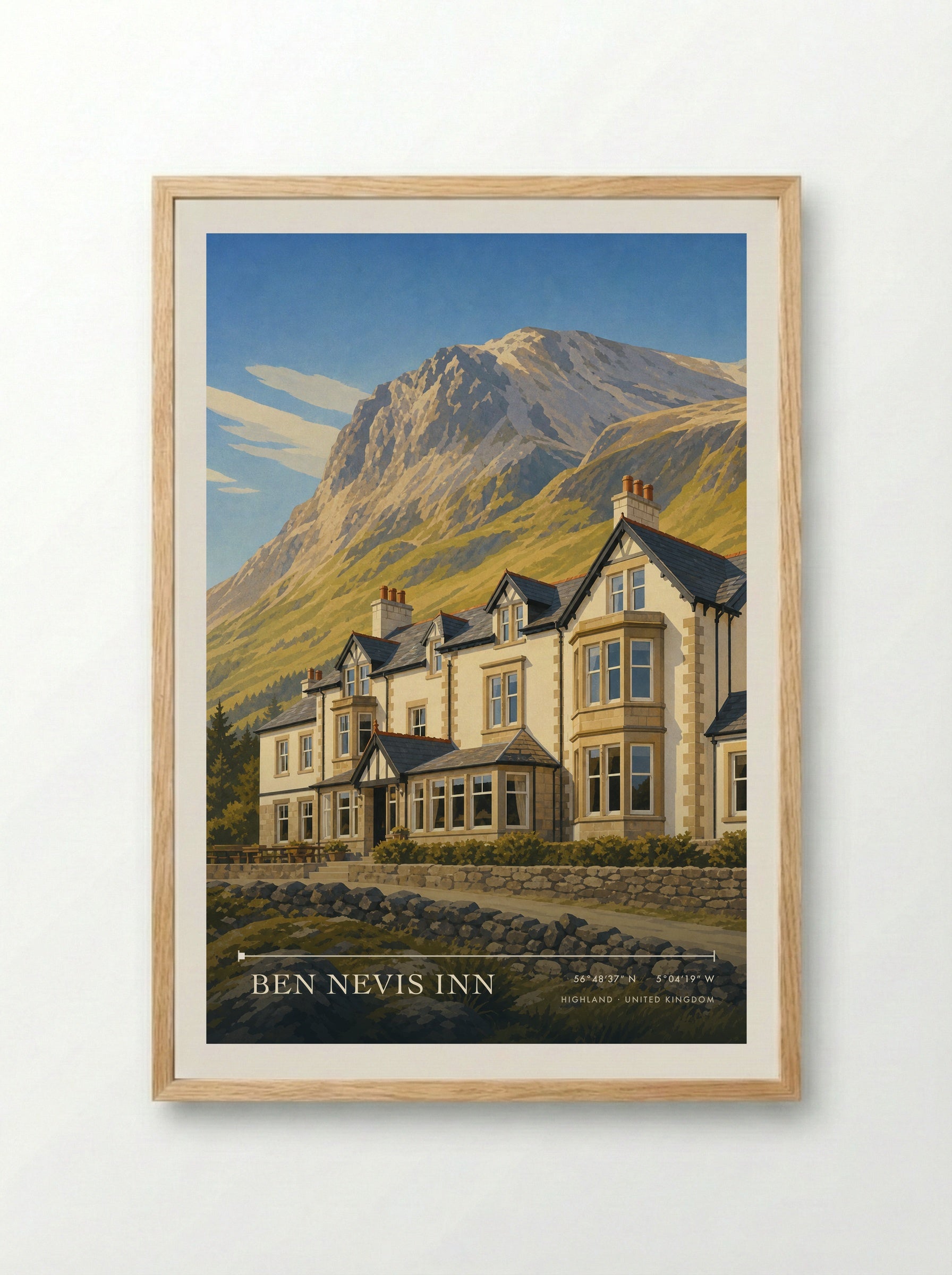 Ben Nevis Inn Highland United Kingdom Travel Poster - Framed Print Wood