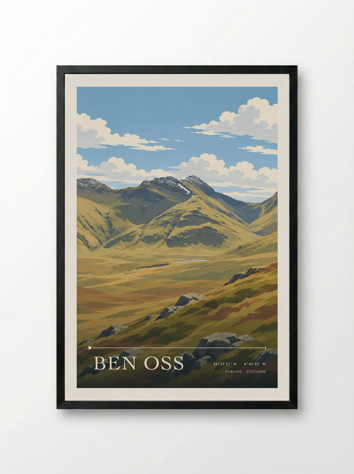 Ben Oss, Stirling | Travel Poster - Framed Print Black