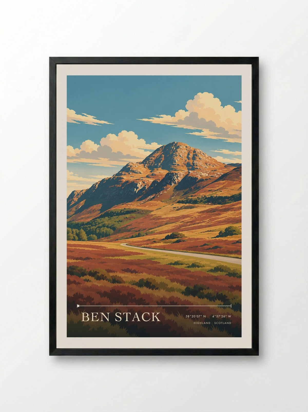 Ben Stack, Highland | Travel Poster - Framed Print Black