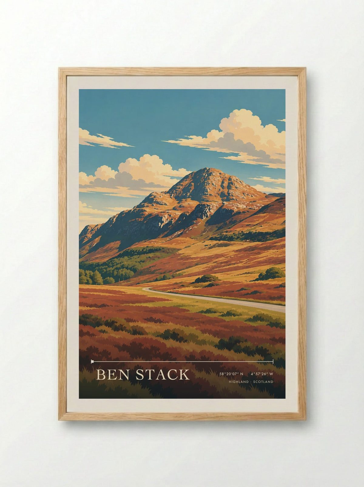 Ben Stack, Highland | Travel Poster - Framed Print Wood