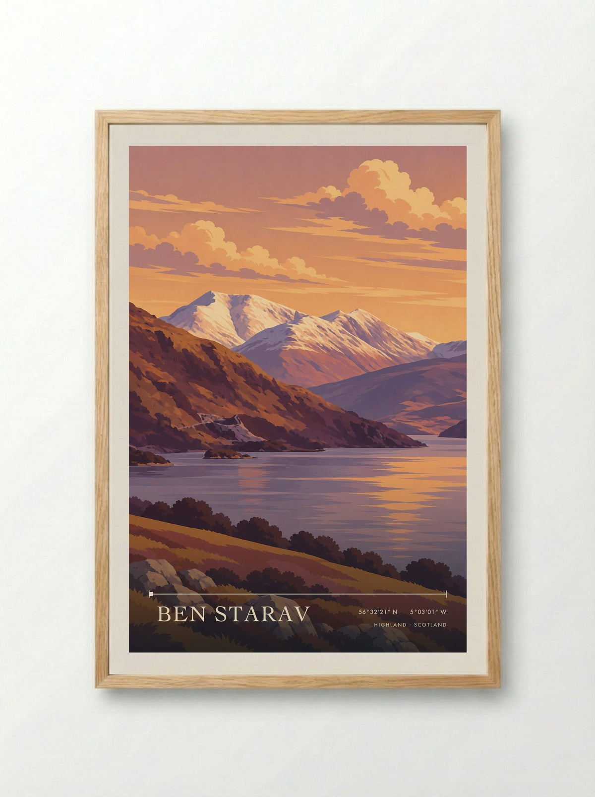 Ben Starav, Highland | Travel Poster - Framed Print Wood