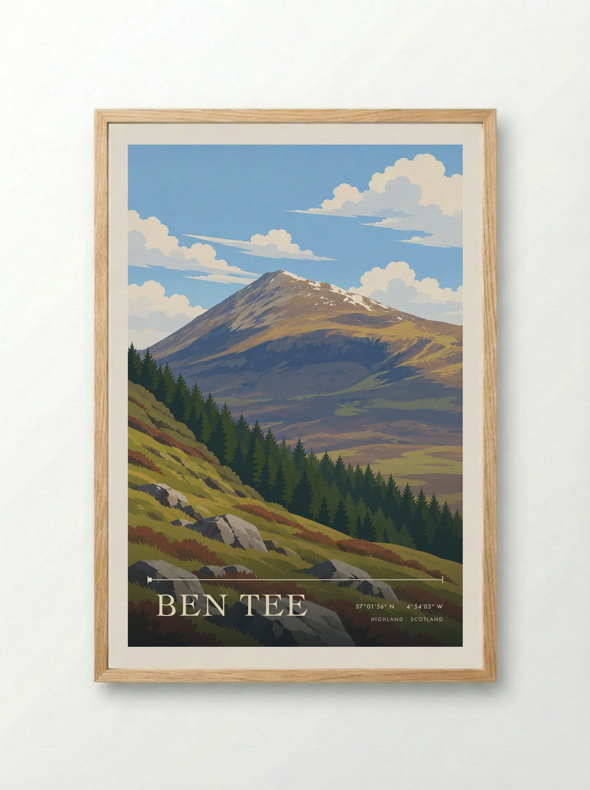 Ben Tee, Highland | Travel Poster - Framed Print Wood