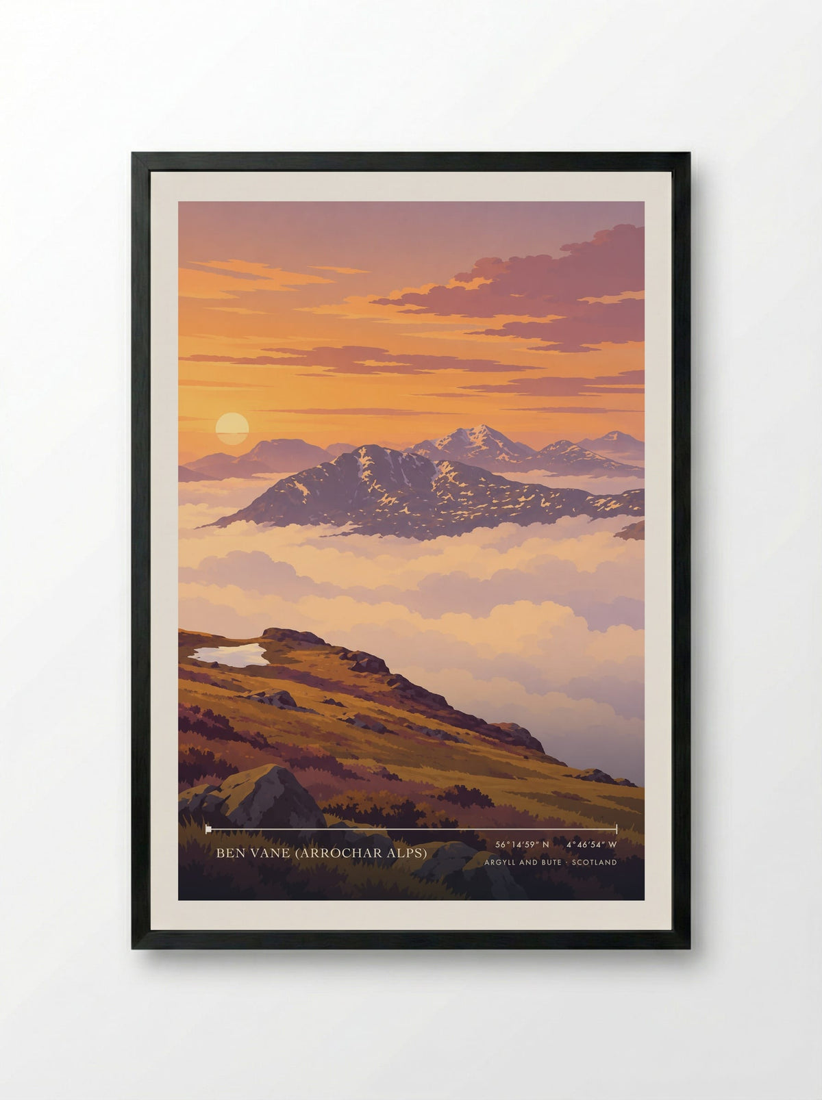 Ben Vane (Arrochar Alps), Argyll and Bute | Travel Poster - Framed Print Black