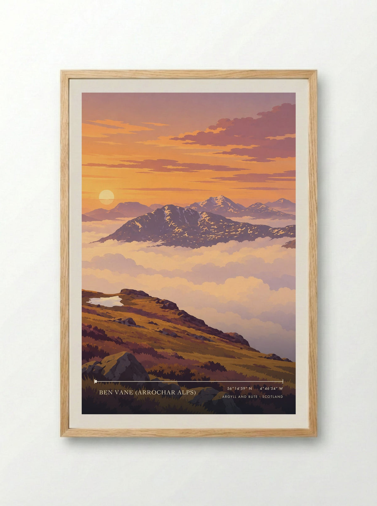 Ben Vane (Arrochar Alps), Argyll and Bute | Travel Poster - Framed Print Wood