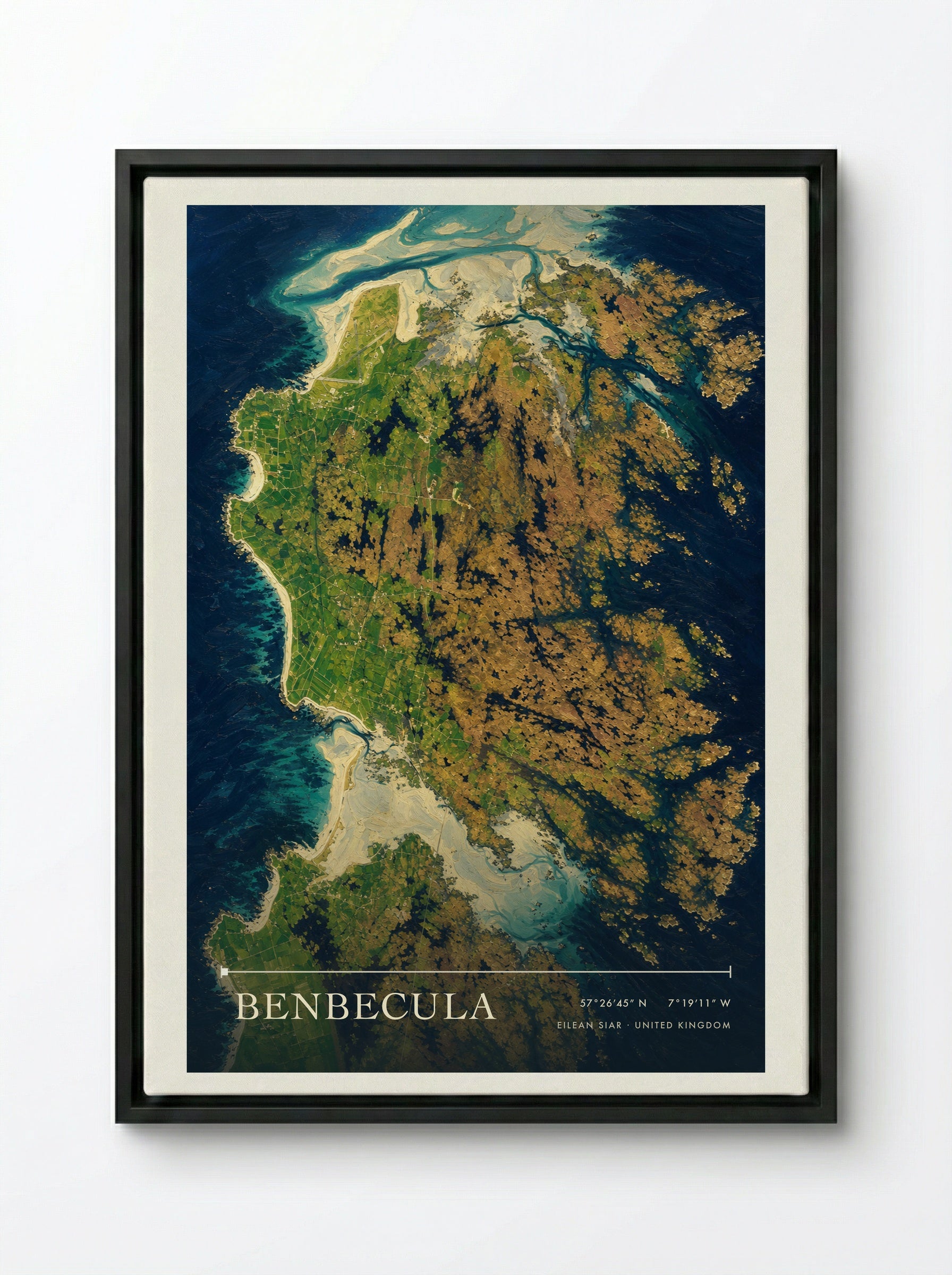 Benbecula Eilean Siar United Kingdom Travel Poster - Framed Canvas Black