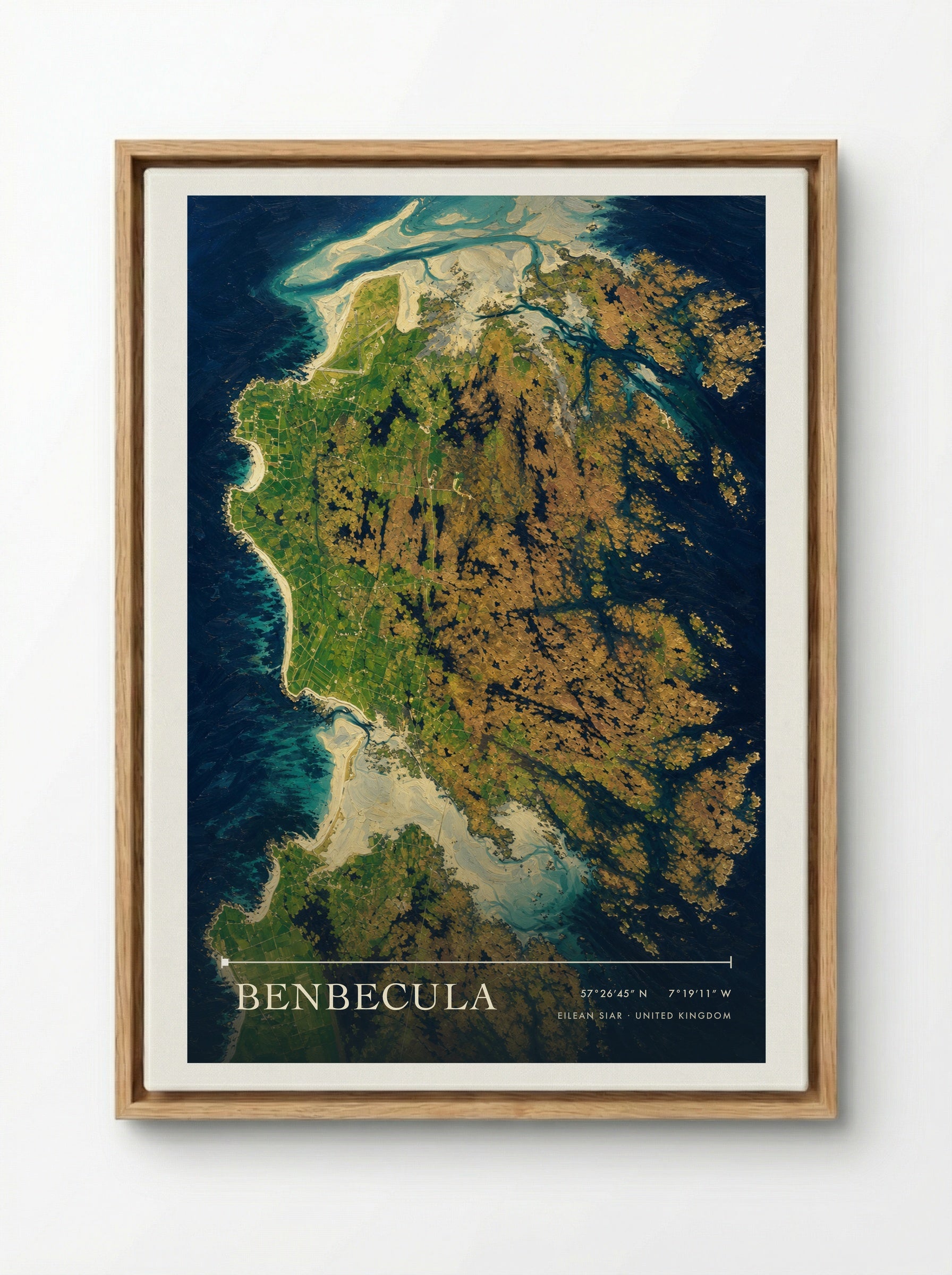 Benbecula Eilean Siar United Kingdom Travel Poster - Framed Canvas Wood