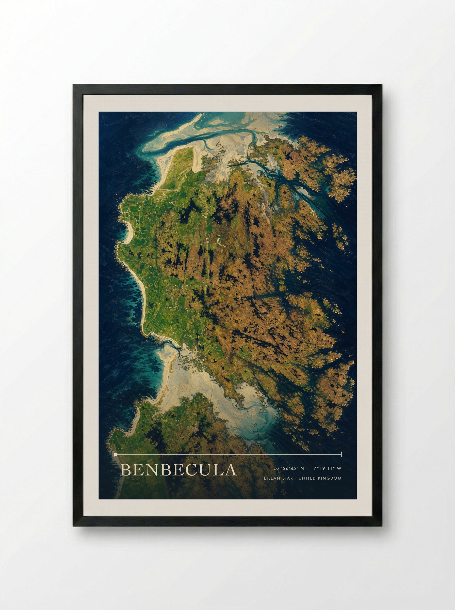 Benbecula Eilean Siar United Kingdom Travel Poster - Framed Print Black