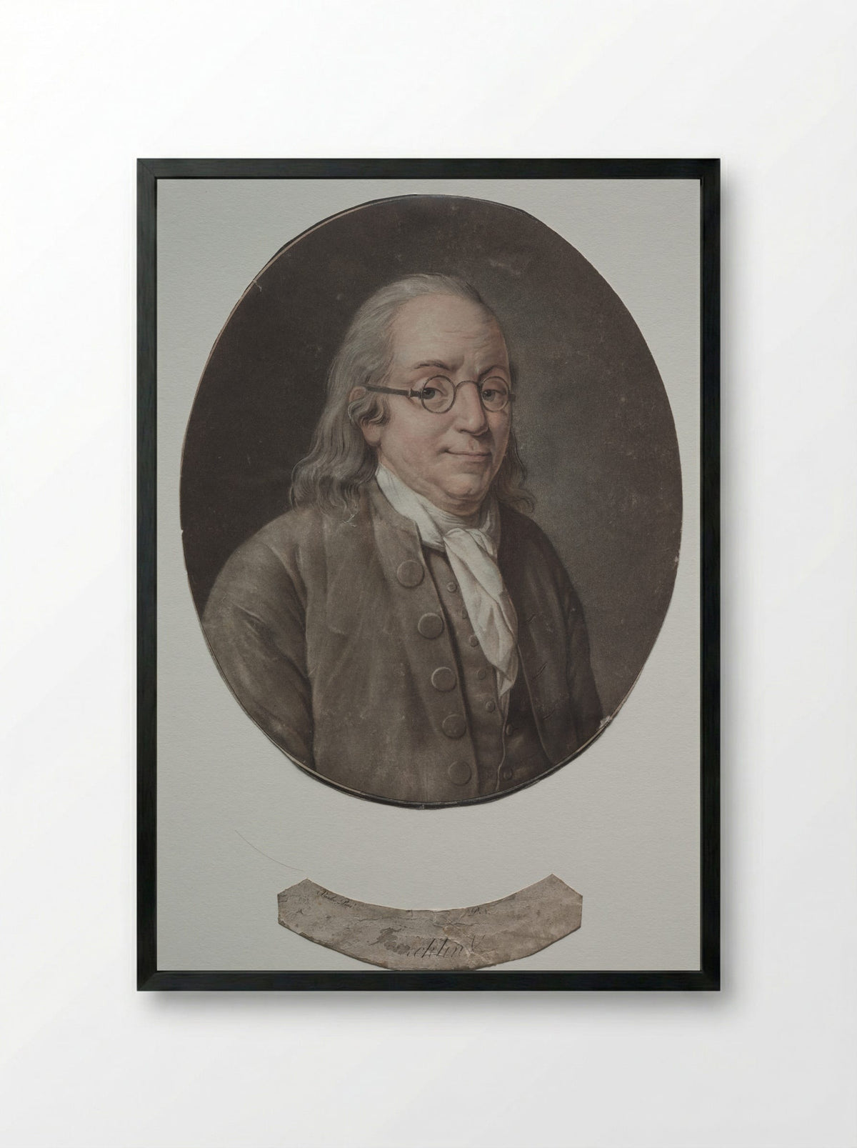 Benjamin Franklin - Pierre Michel Alix - Framed Print Black