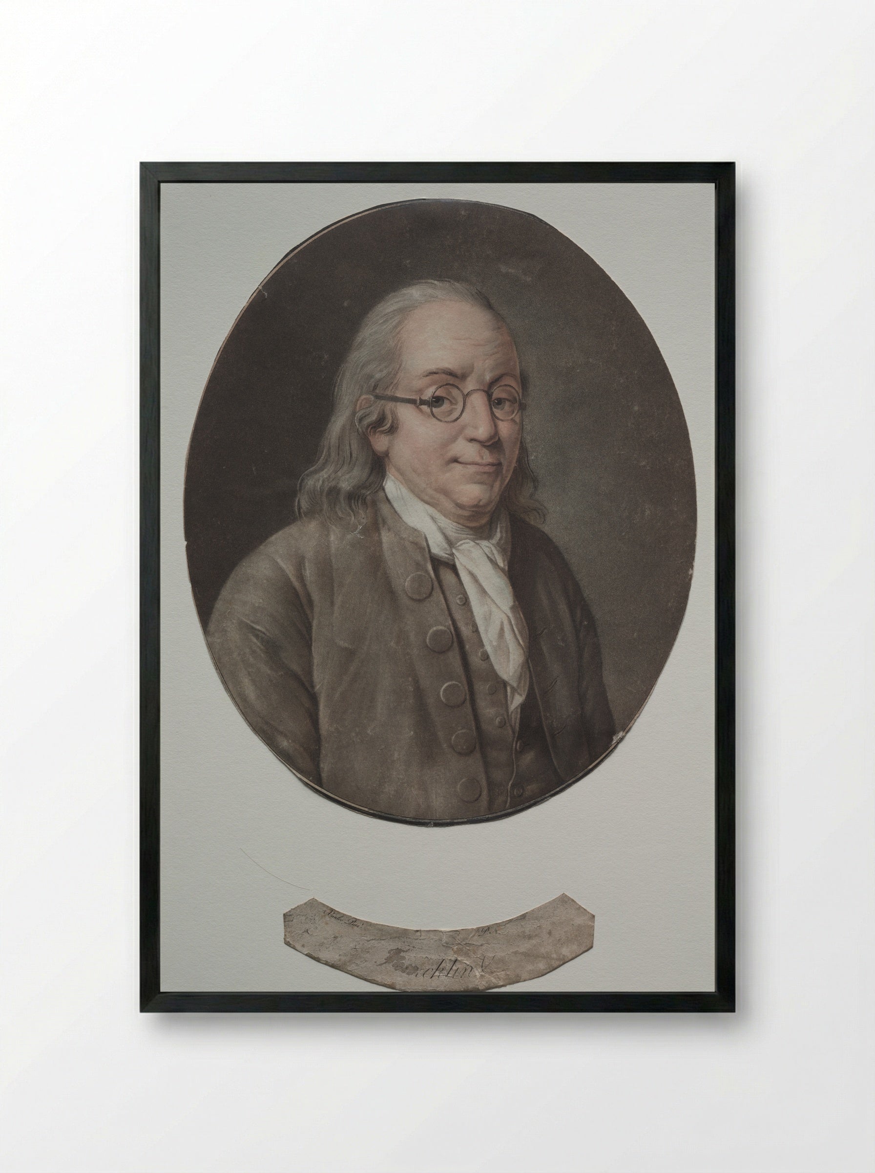 Benjamin Franklin - Pierre Michel Alix - Framed Print Black