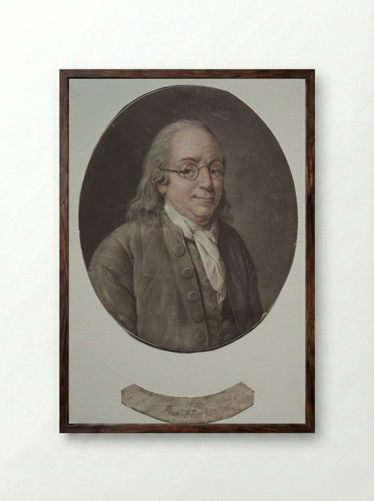Benjamin Franklin - Pierre Michel Alix - Framed Print Dark Wood
