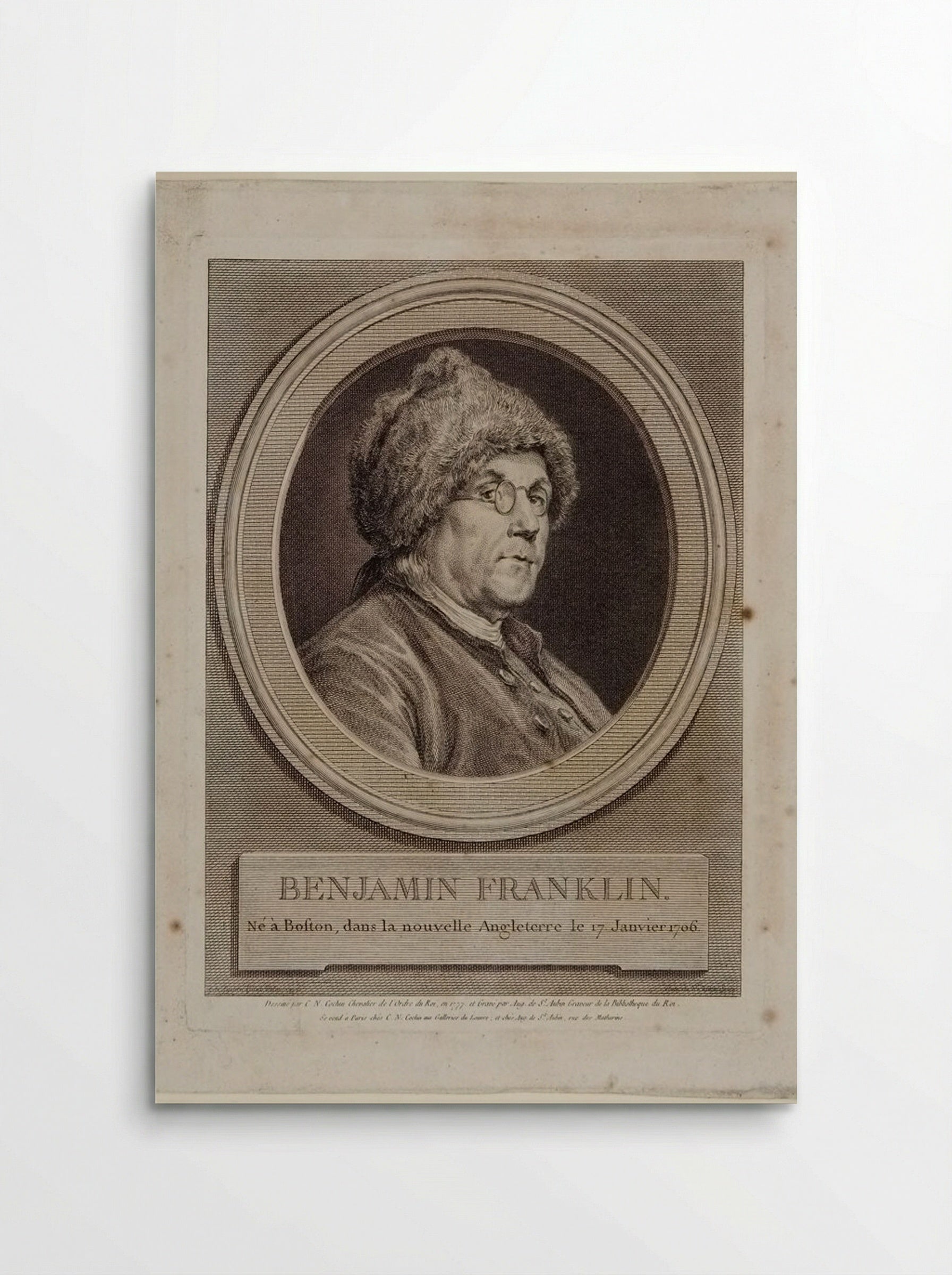Benjamin Franklin - Augustin de Saint-Aubin - Poster