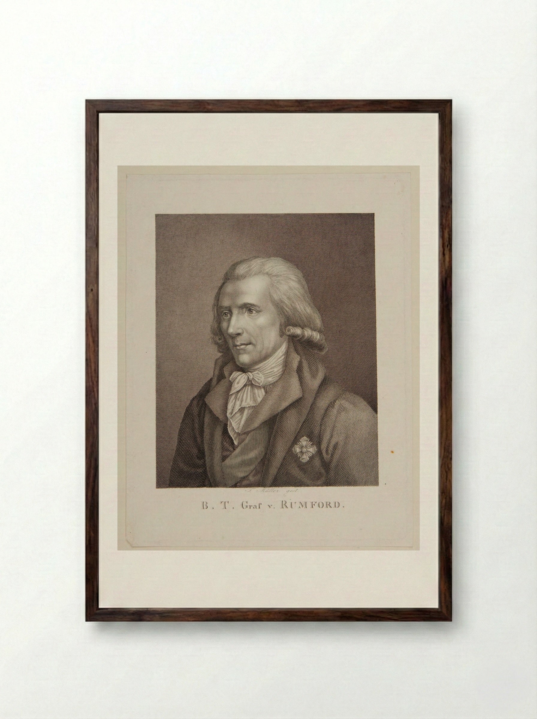 Benjamin Thompson, Count Rumford - Johann Friedrich Wilhelm Müller - Framed Print Dark Wood