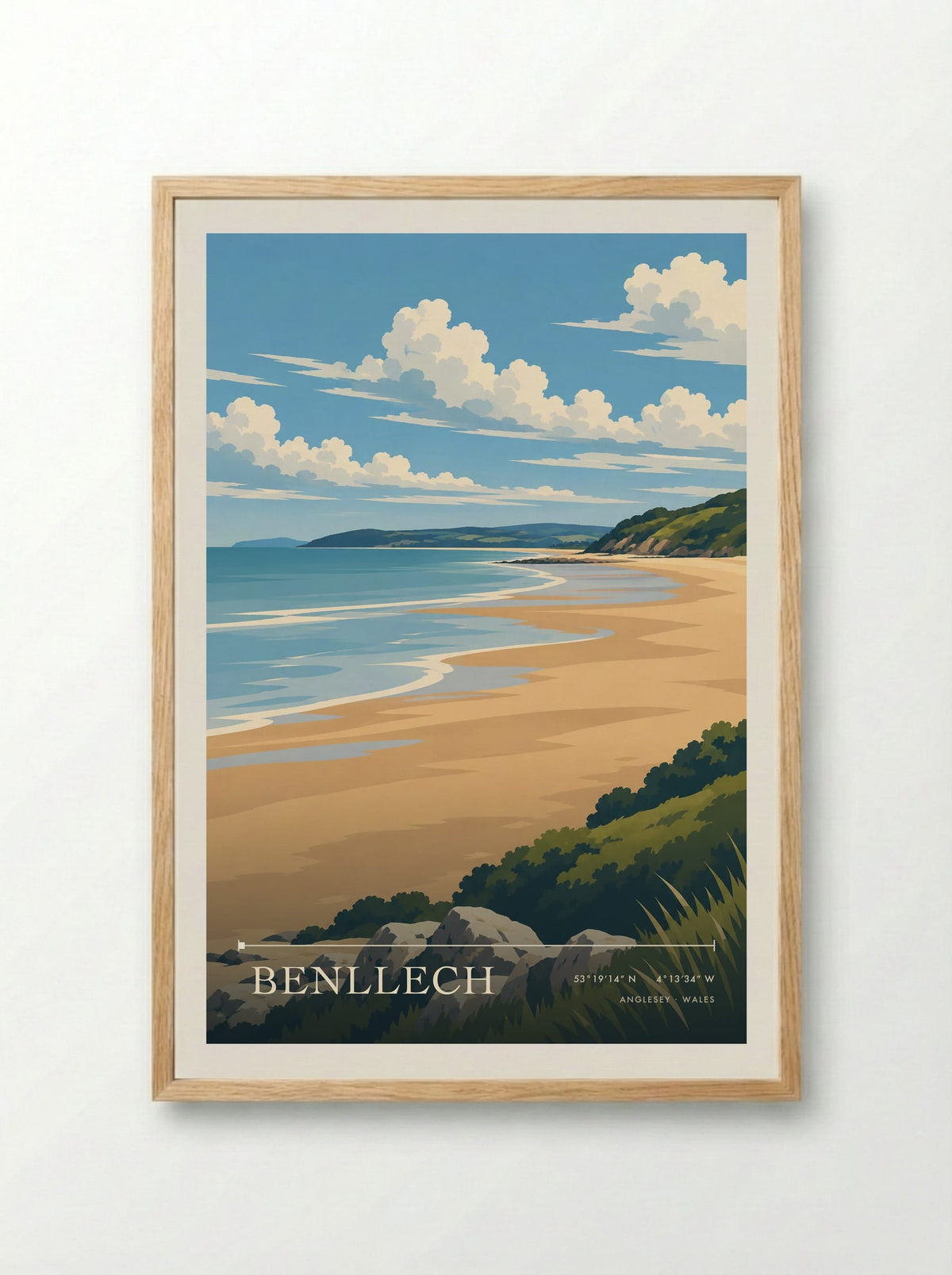 Benllech, Anglesey | Travel Poster - Framed Print Wood