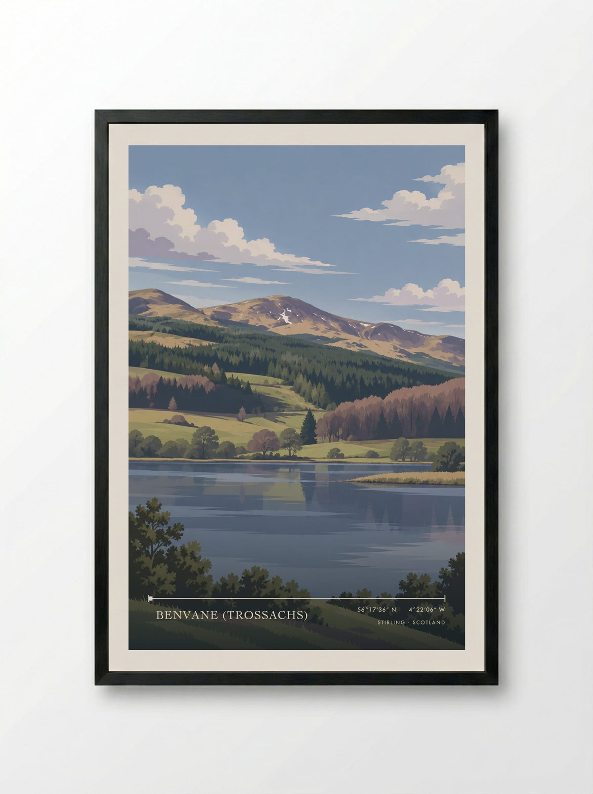 Benvane (Trossachs), Stirling | Travel Poster - Framed Print Black