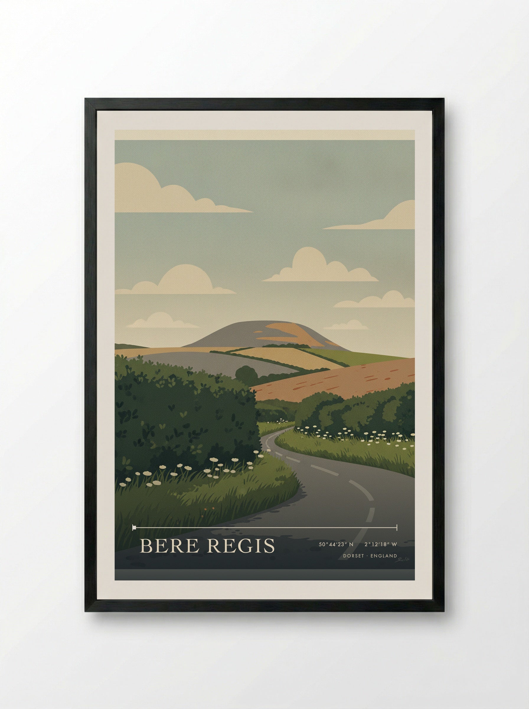 Bere Regis Dorset England Travel Poster - Framed Print Black