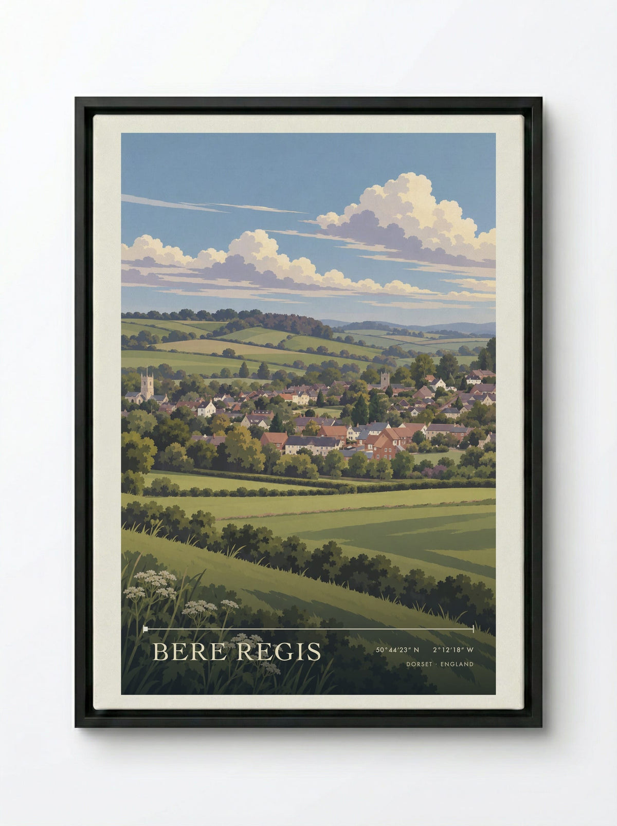 Bere Regis, Dorset | Travel Poster - Framed Canvas Black