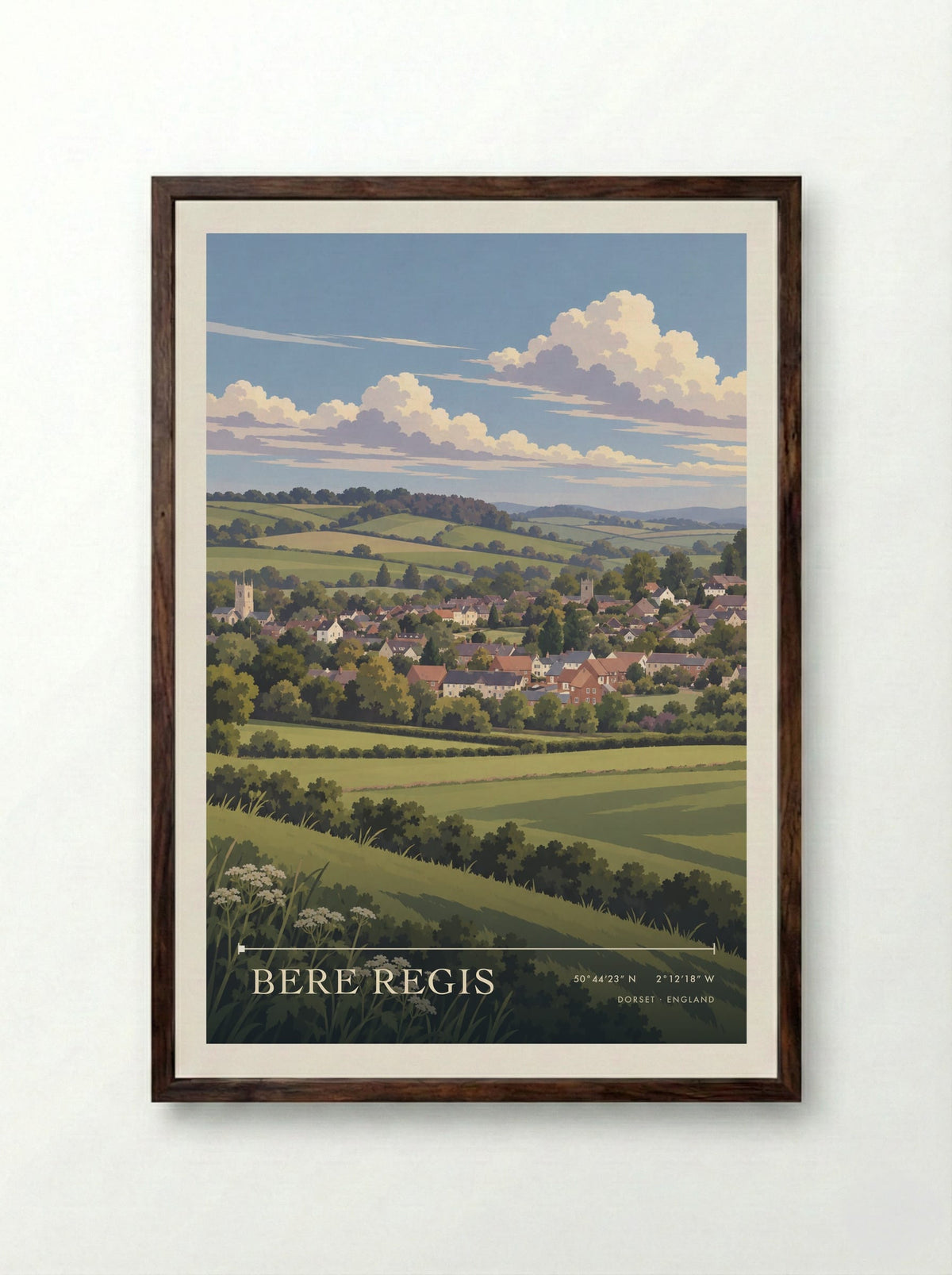 Bere Regis, Dorset | Travel Poster - Framed Print Dark Wood