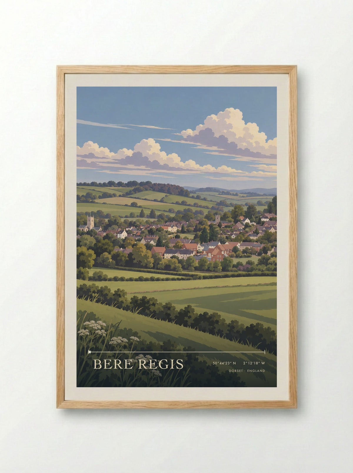 Bere Regis, Dorset | Travel Poster - Framed Print Wood