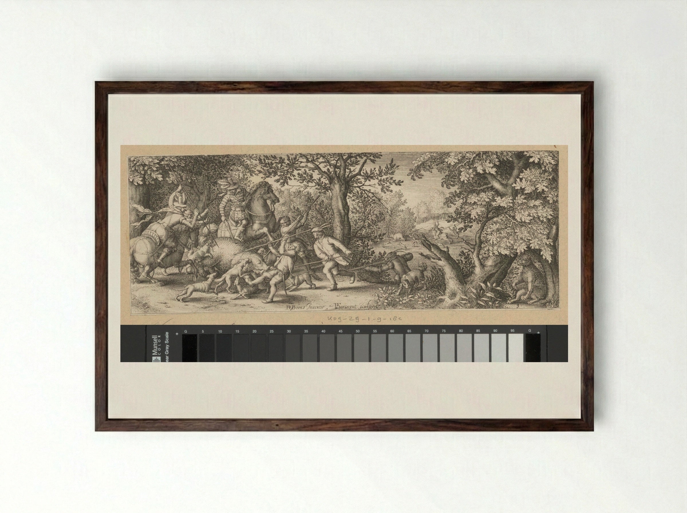 Berenjacht (Bear Hunt) - Claes Jansz. Visscher (II) - Framed Print Dark Wood
