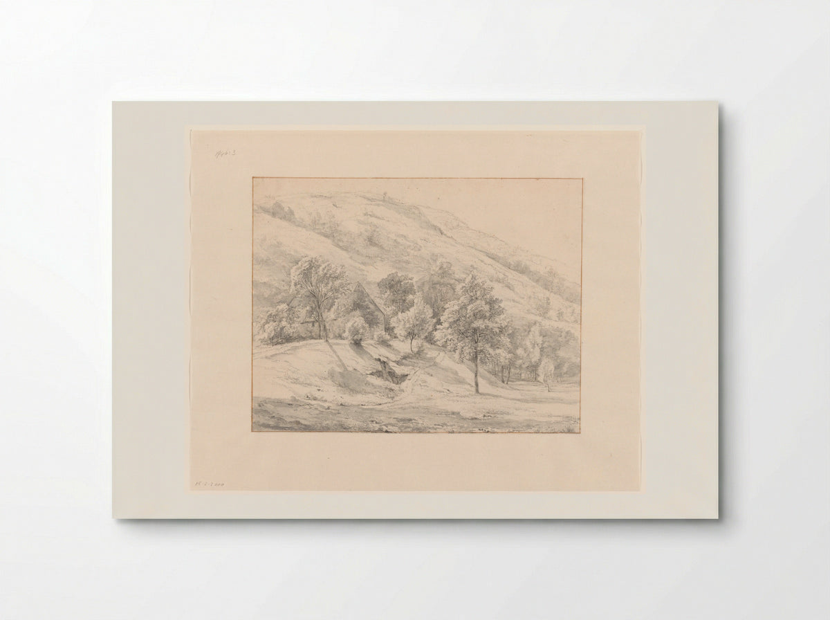 Bergachtig landschap met huis tussen bomen - Jan Andries Töpfer - Poster