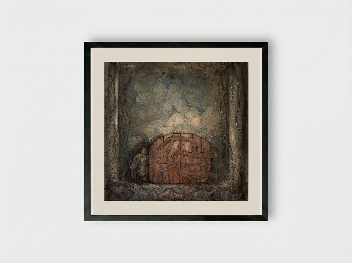 Bergaporten (The Mountain Gate) - John Bauer - Framed Print Black