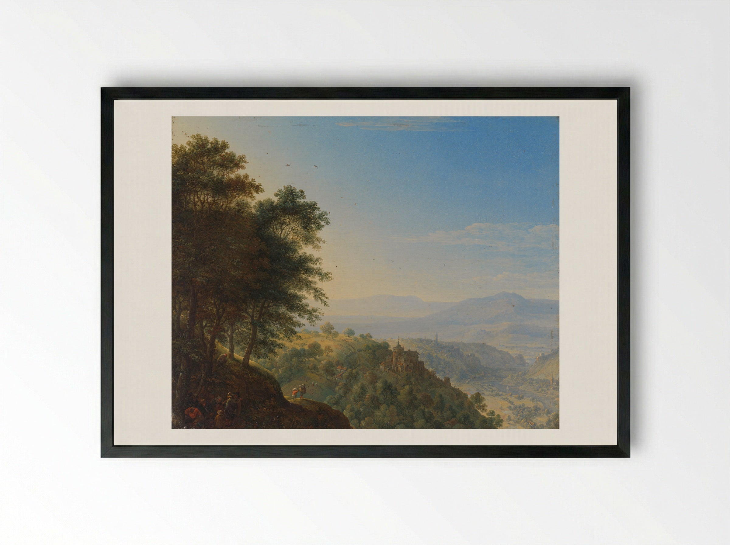 Berglandschap bij Boppard aan de Rijn - Herman Saftleven - Framed Print Black