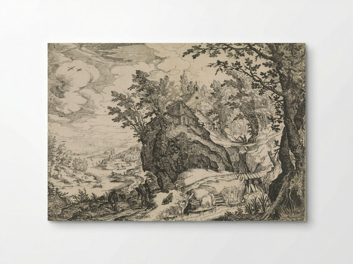 Berglandschap met een kerk - Nicolas Moillon - Poster