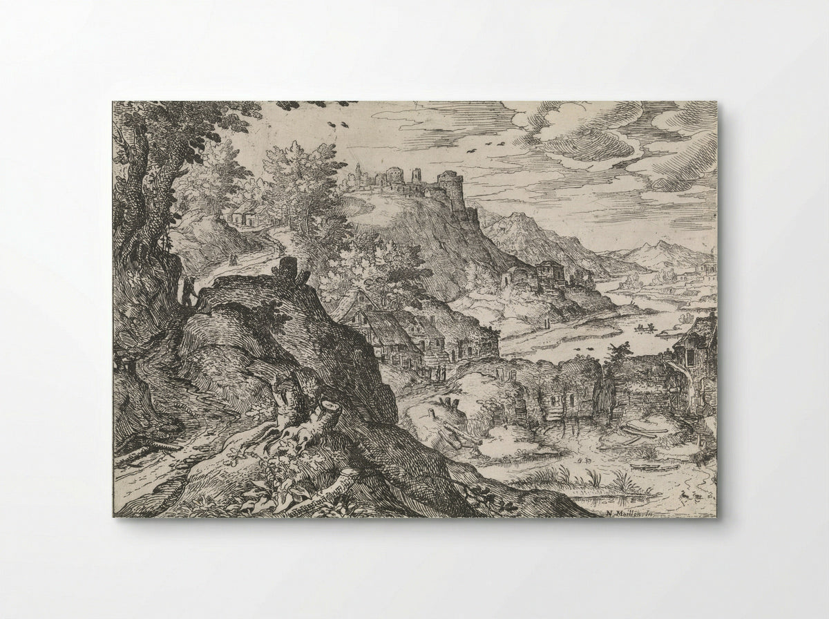 Berglandschap met een watermolen - Nicolas Moillon - Poster