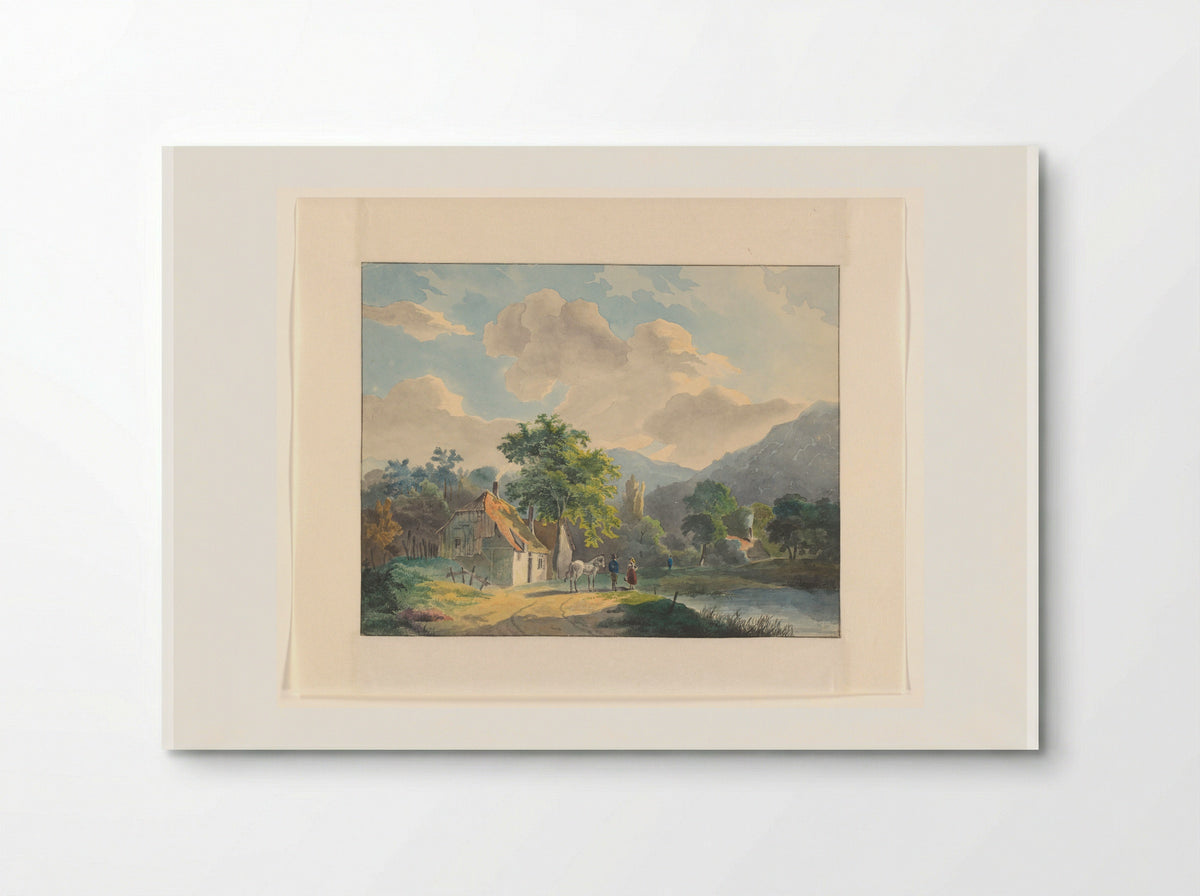 Berglandschap met huizen bij een rivier - Johannes van Reijn - Poster