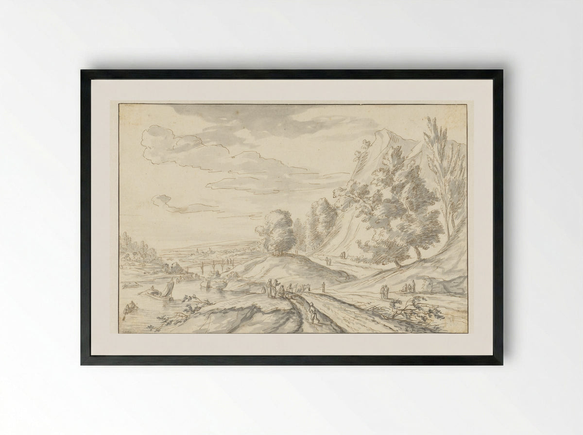 Berglandschap - Louis Chalon - Framed Print Black