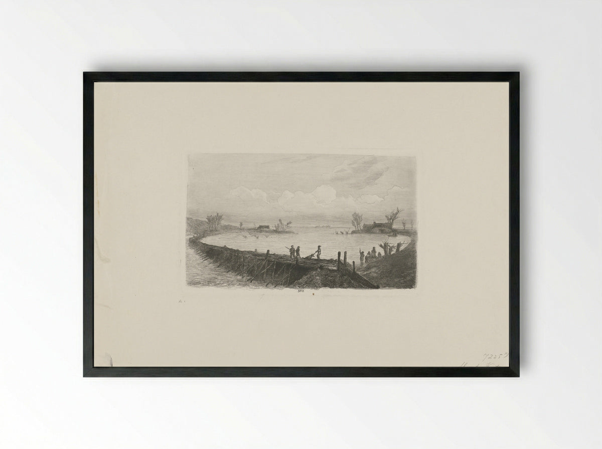 Beringing van de doorbraak te Speet - Mari ten Kate - Framed Print Black