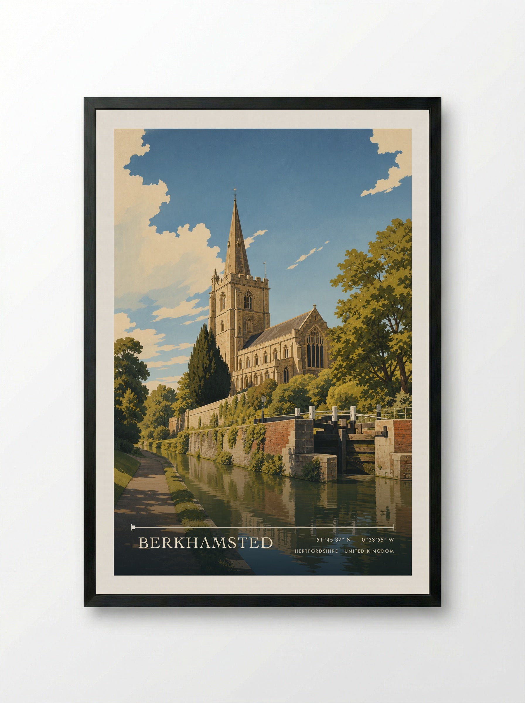 Berkhamsted Hertfordshire United Kingdom Travel Poster - Framed Print Black