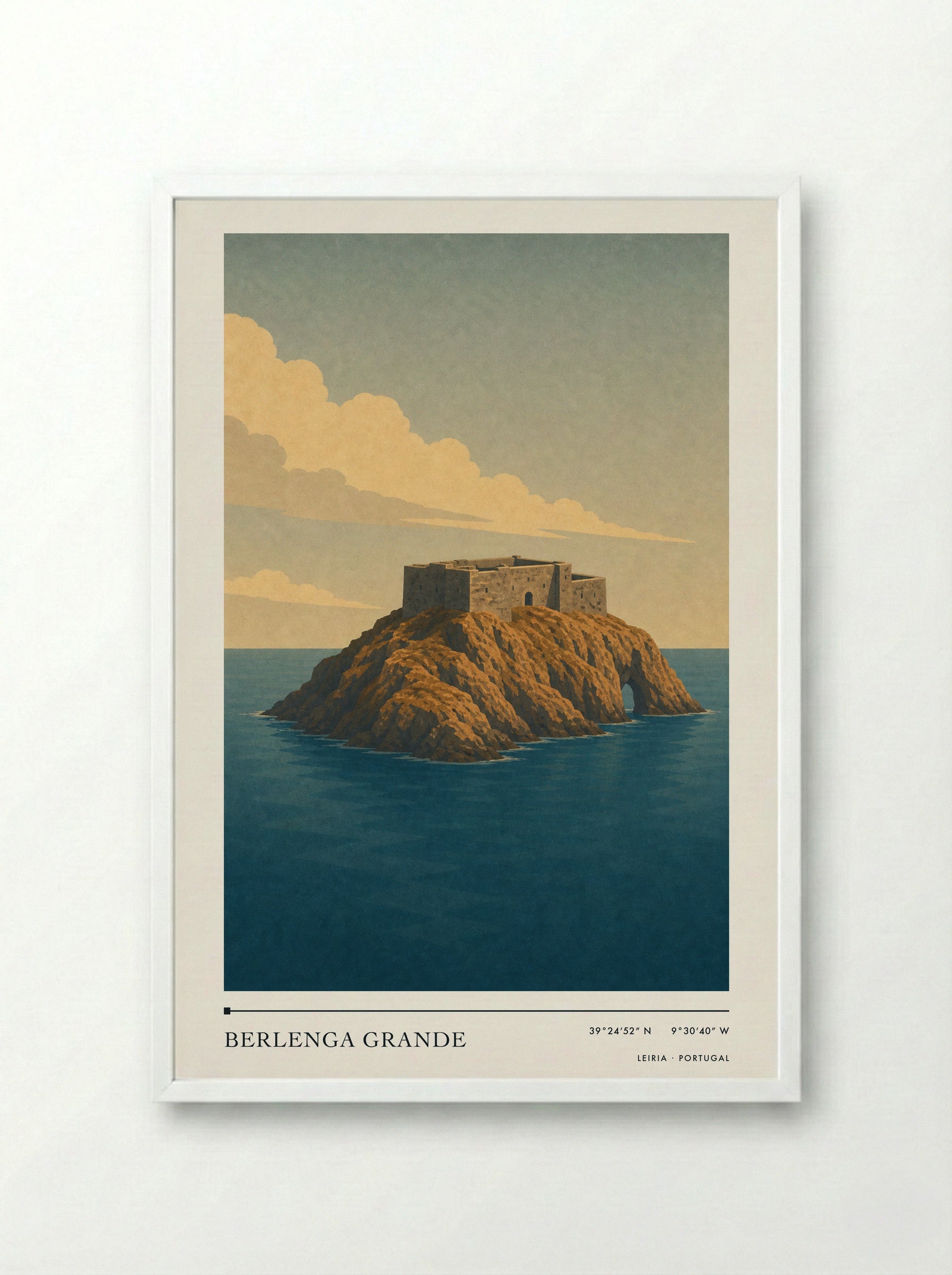 Berlenga Grande Travel Poster Artwork - Framed Print White