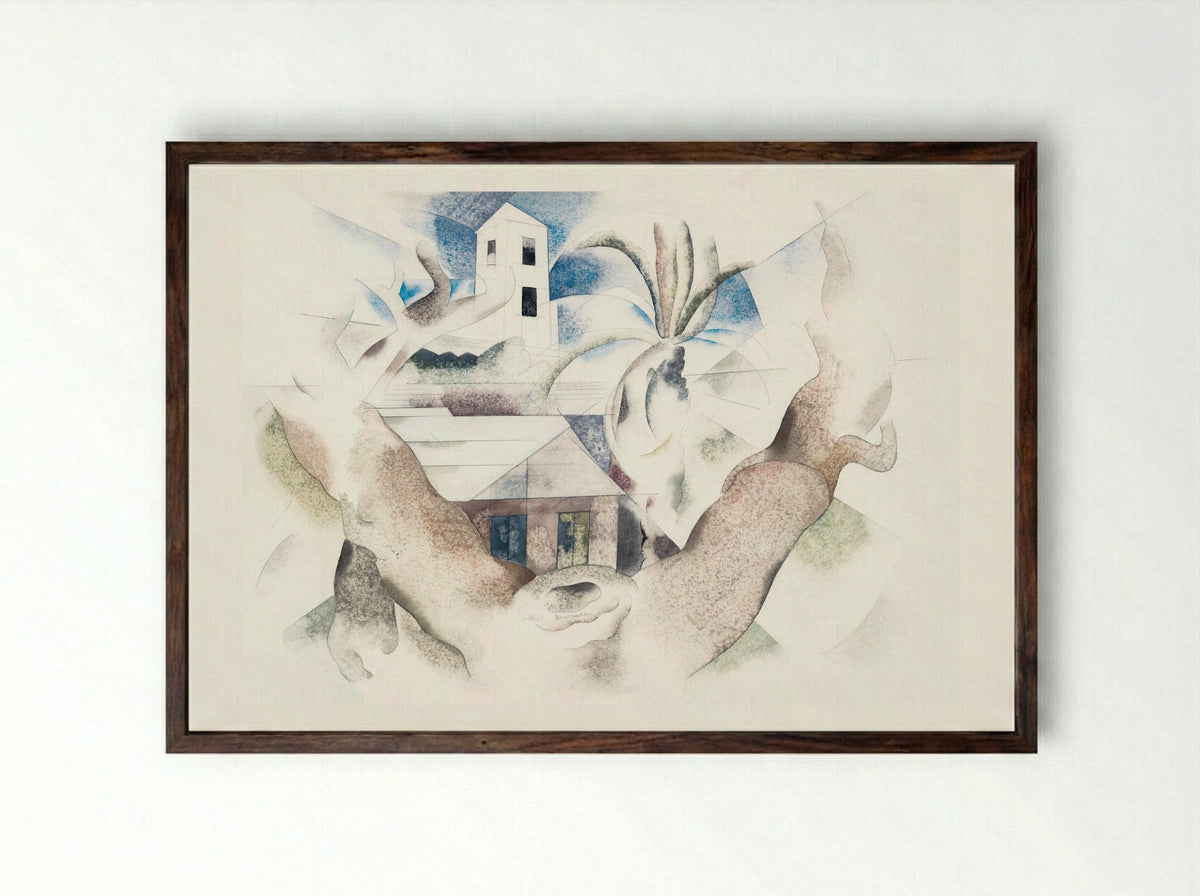Bermuda No. 1, Tree and House - Charles Demuth - Framed Print Dark Wood