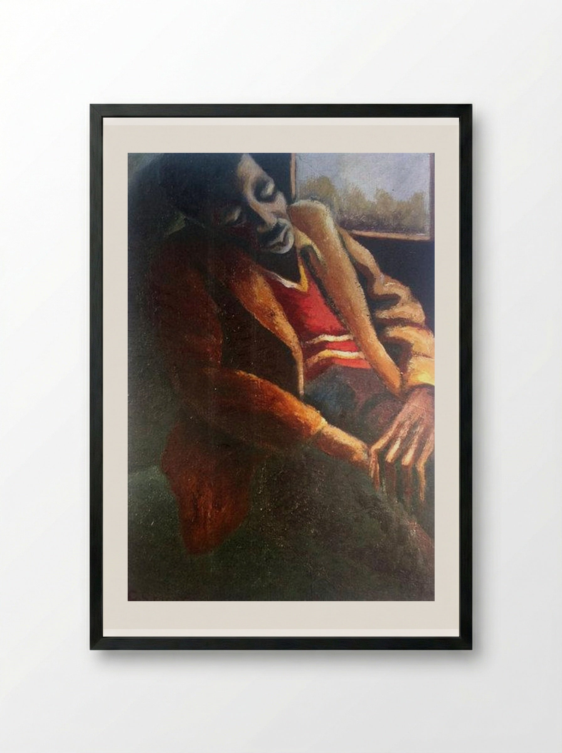 Bernard the Artist's Brother Asleep - Gerard Sekoto - Framed Print Black