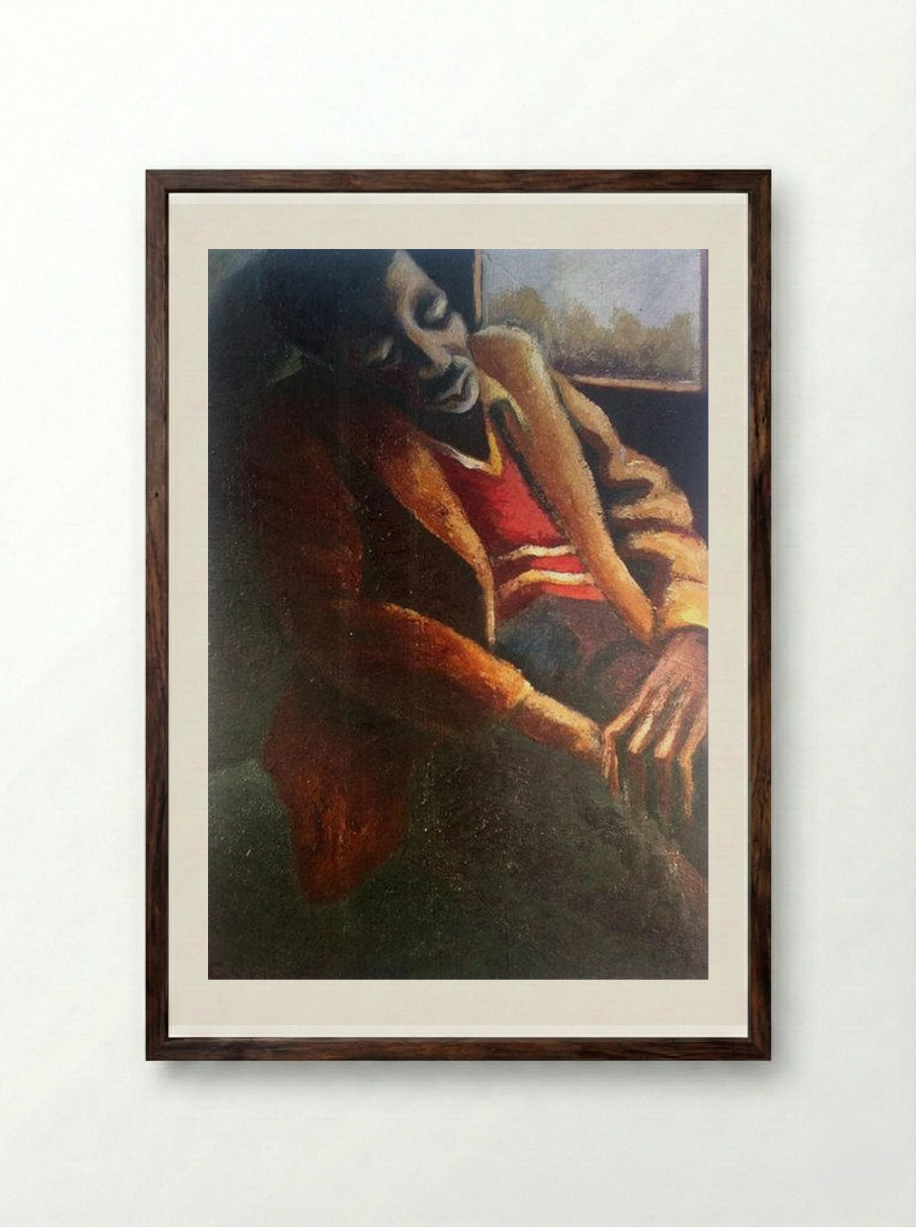 Bernard the Artist's Brother Asleep - Gerard Sekoto - Framed Print Dark Wood